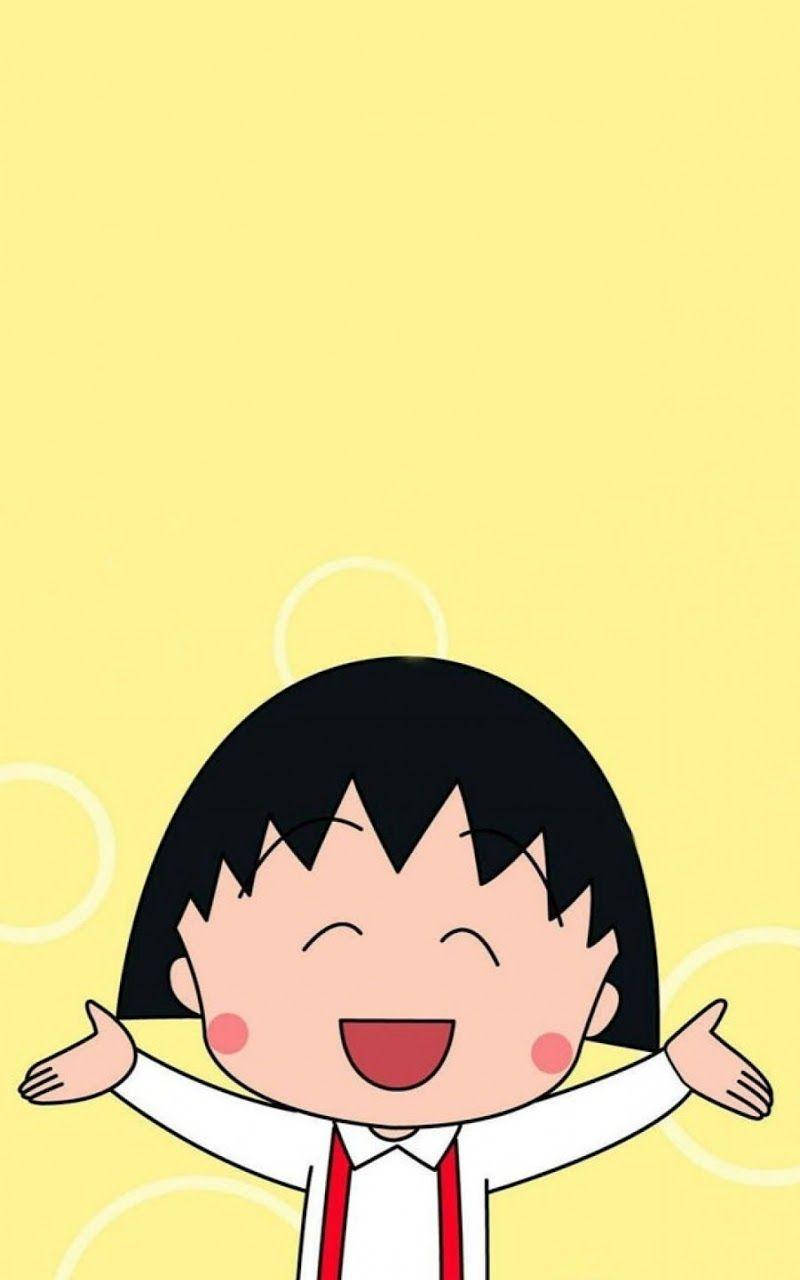 Chibi Maruko Chan, black hair, red cheeks, HD Phone Wallpaper