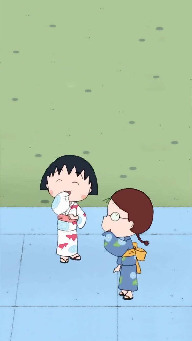 Chibi Maruko Chan, friends in kimono, colorful kimonos, HD Phone Wallpaper