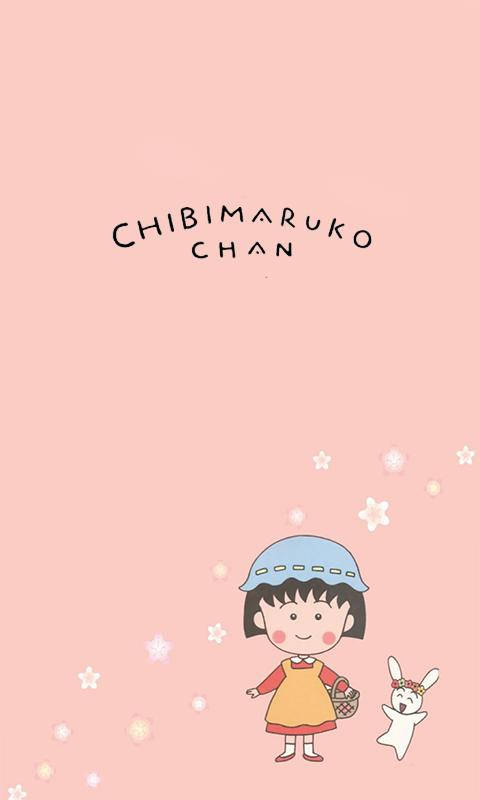 Chibi Maruko Chan, pink aesthetic, blue hat, SD Phone Wallpaper