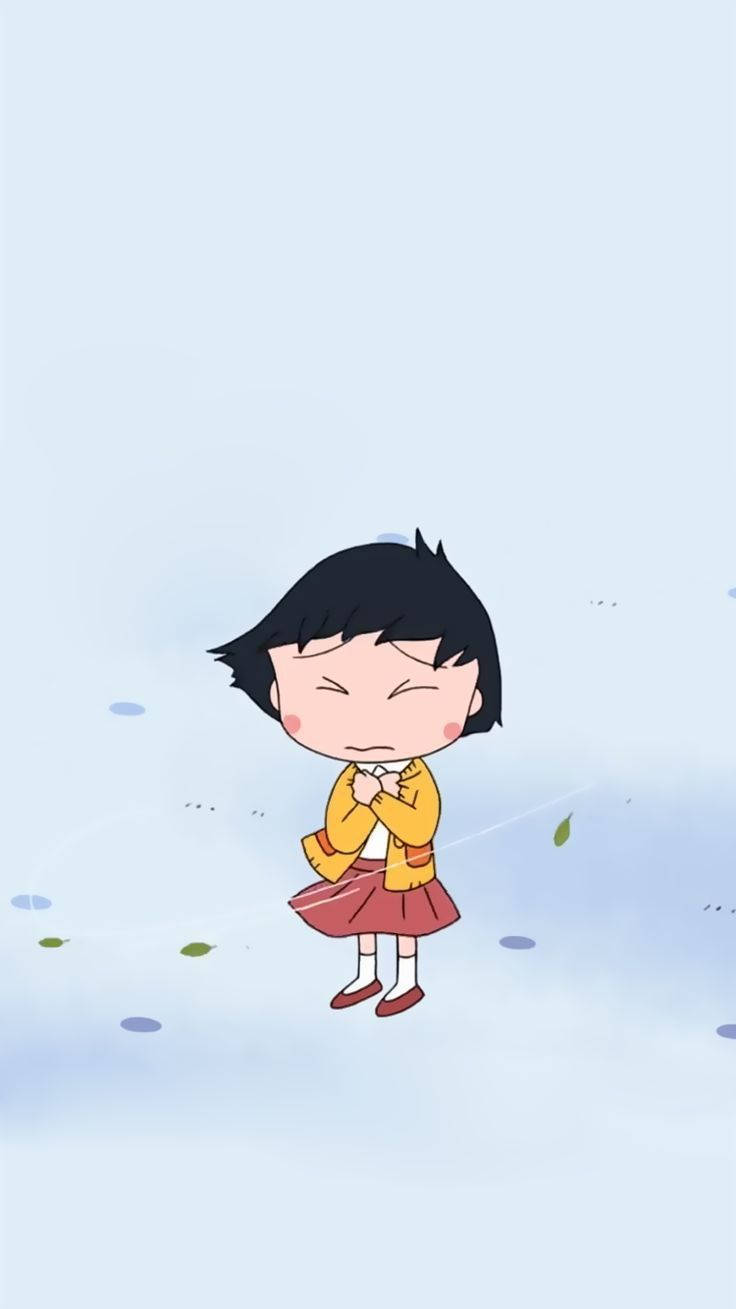 Chibi Maruko Chan, yellow jacket, red skirt, HD Phone Wallpaper