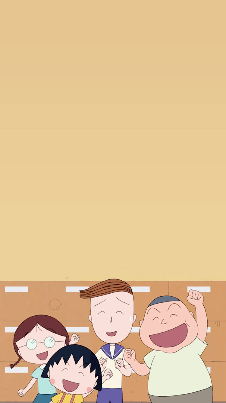 Chibi Maruko Chan, friends, bright yellow room, HD Phone Wallpaper