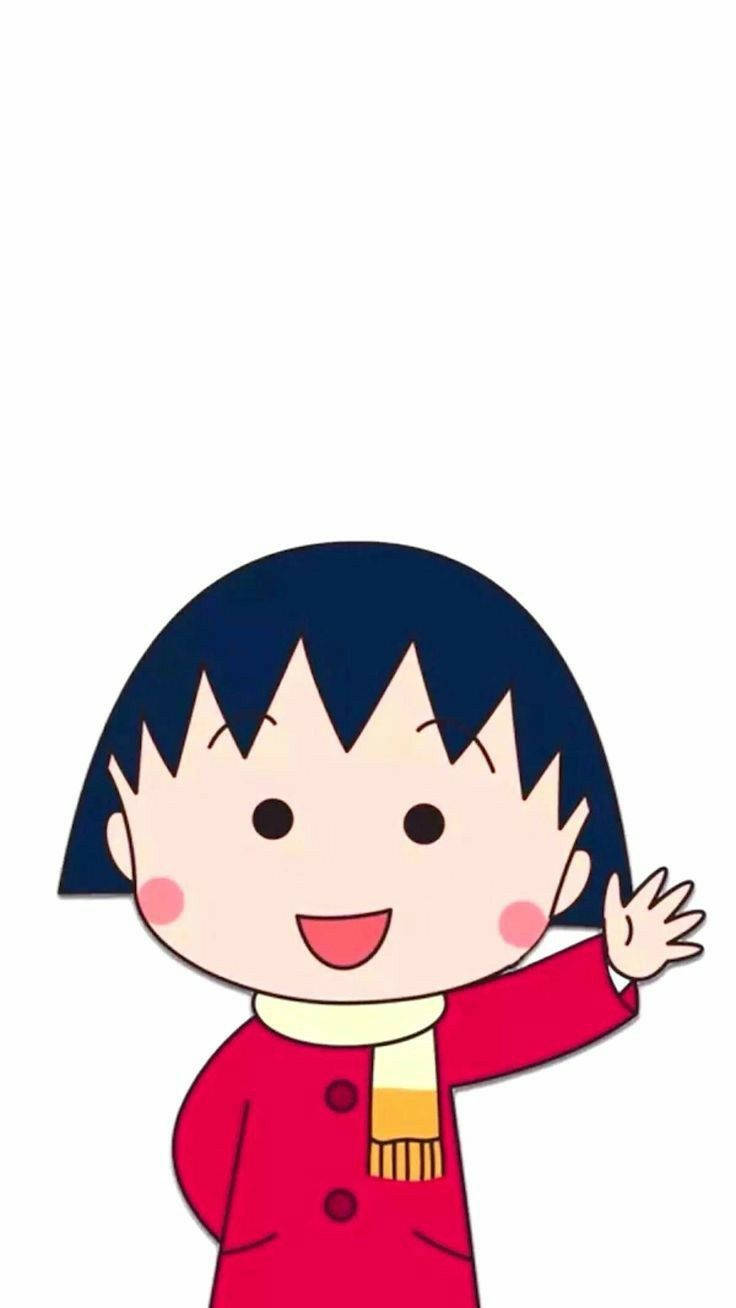Chibi Maruko Chan, red coat, yellow scarf, HD Phone Wallpaper
