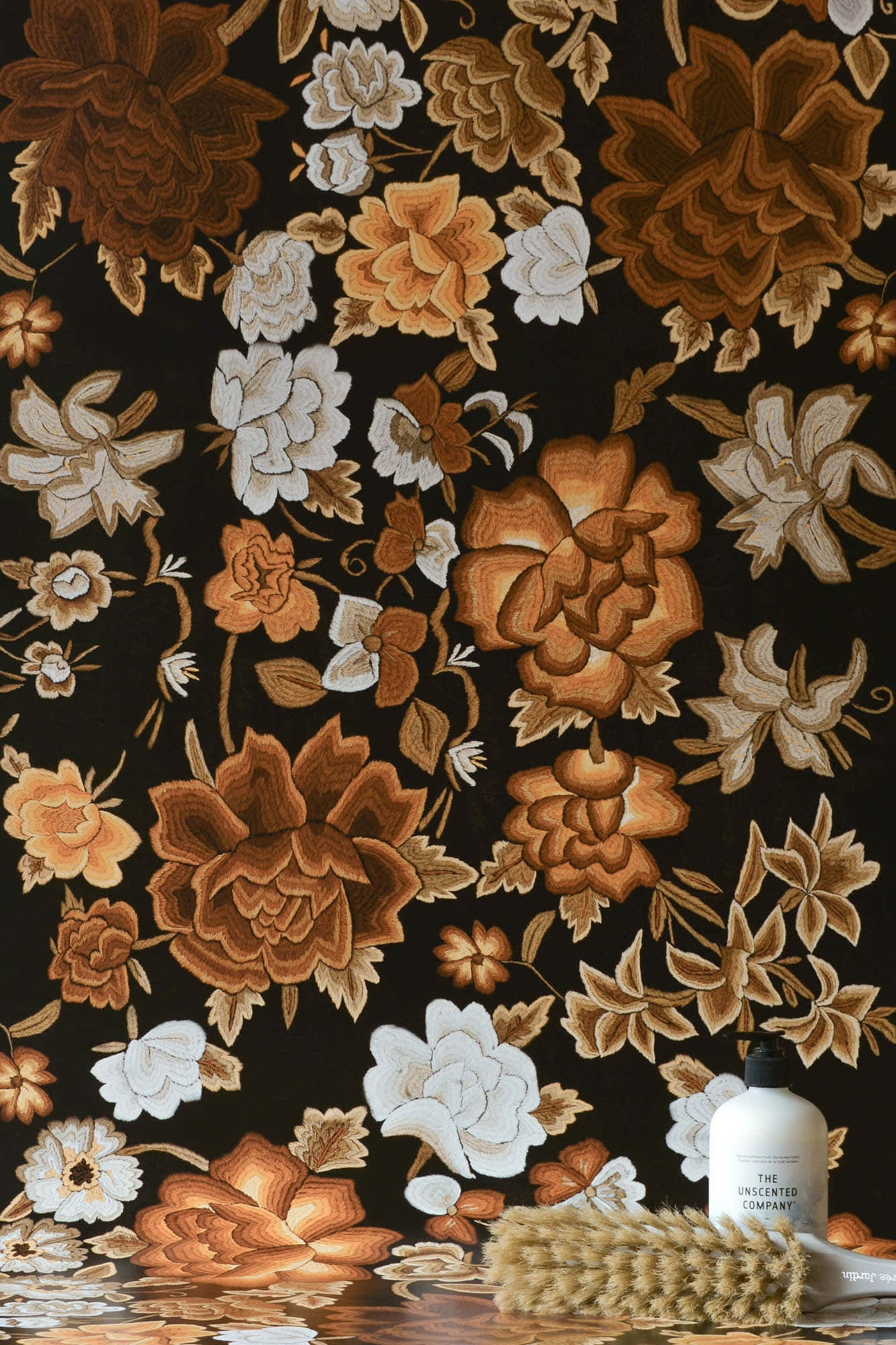 black, brown, floral wallpaper, Full HD Phone Wallpaper