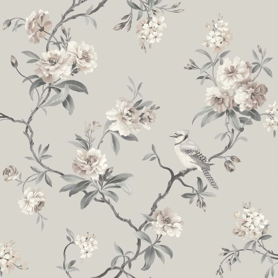 gray, white, floral branches, SD Desktop Wallpaper