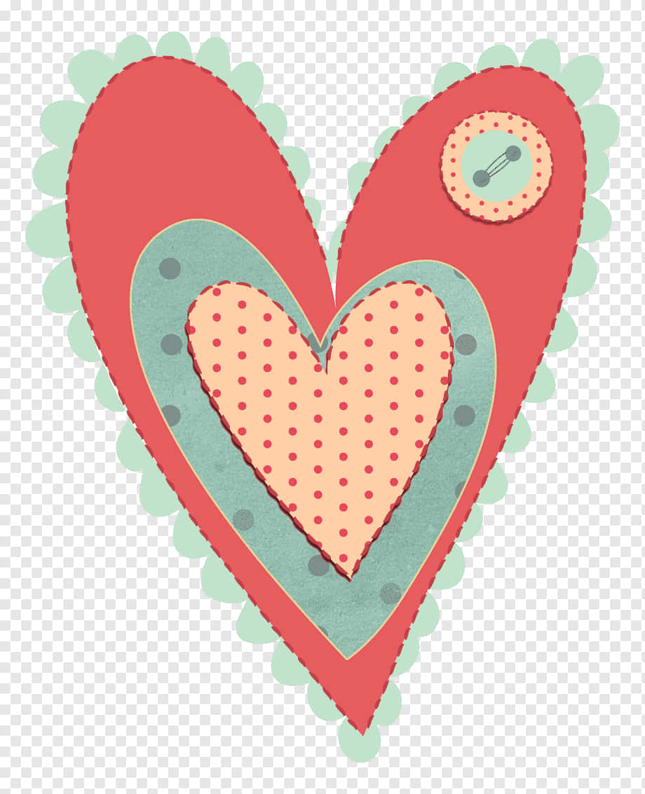 heart, red polka dots, button detail, SD Phone Wallpaper