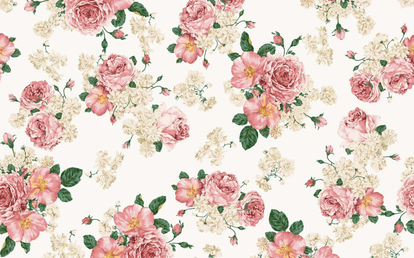 Chic Desktop, soft pink roses, creamy white blossoms, HD Desktop Wallpaper