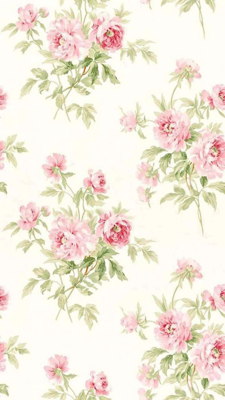 pink floral wallpaper, green leaves, soft pink peonies, HD Phone Wallpaper