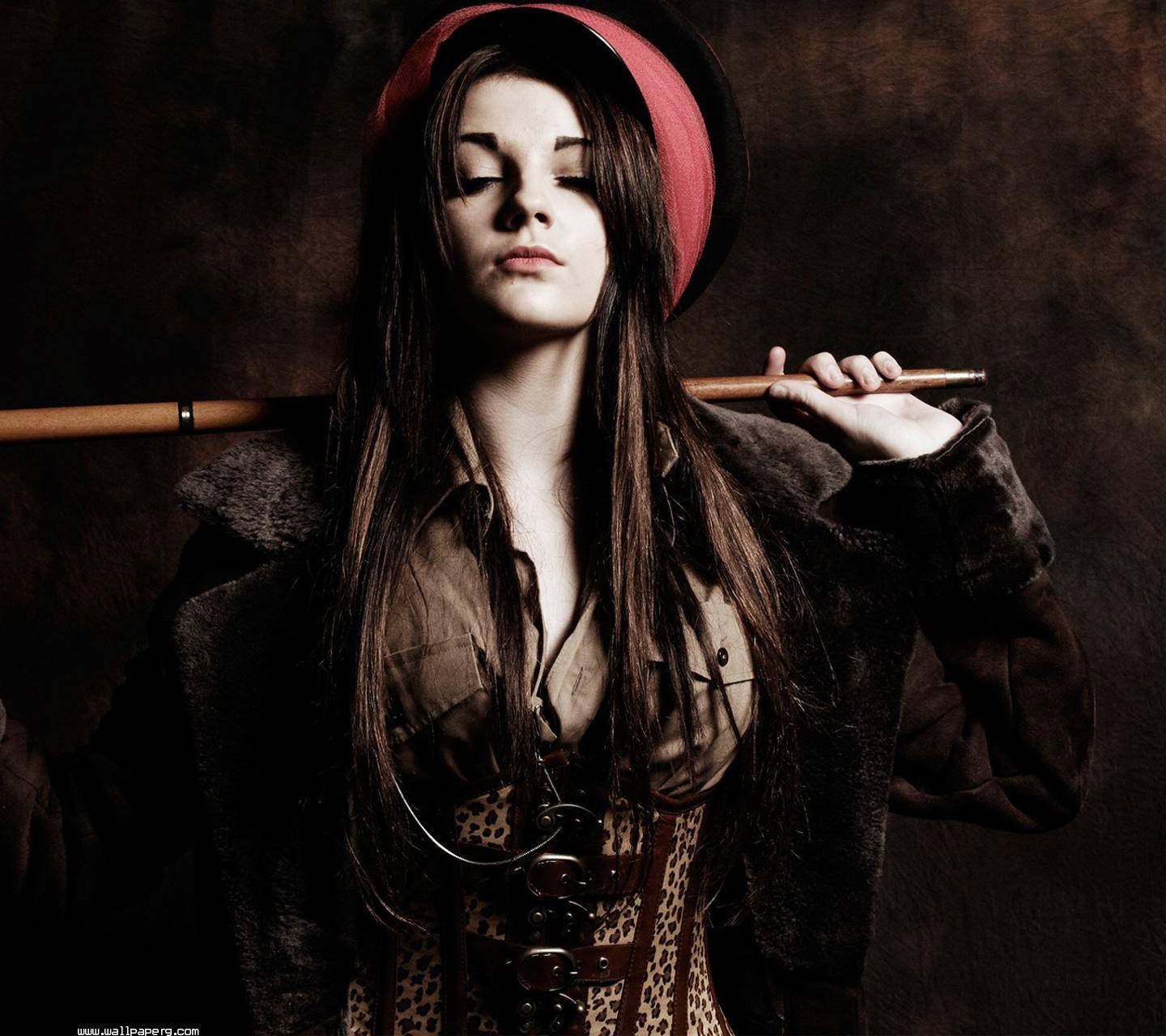Chica Bonita, red hat, fur-lined coat, HD Desktop Wallpaper