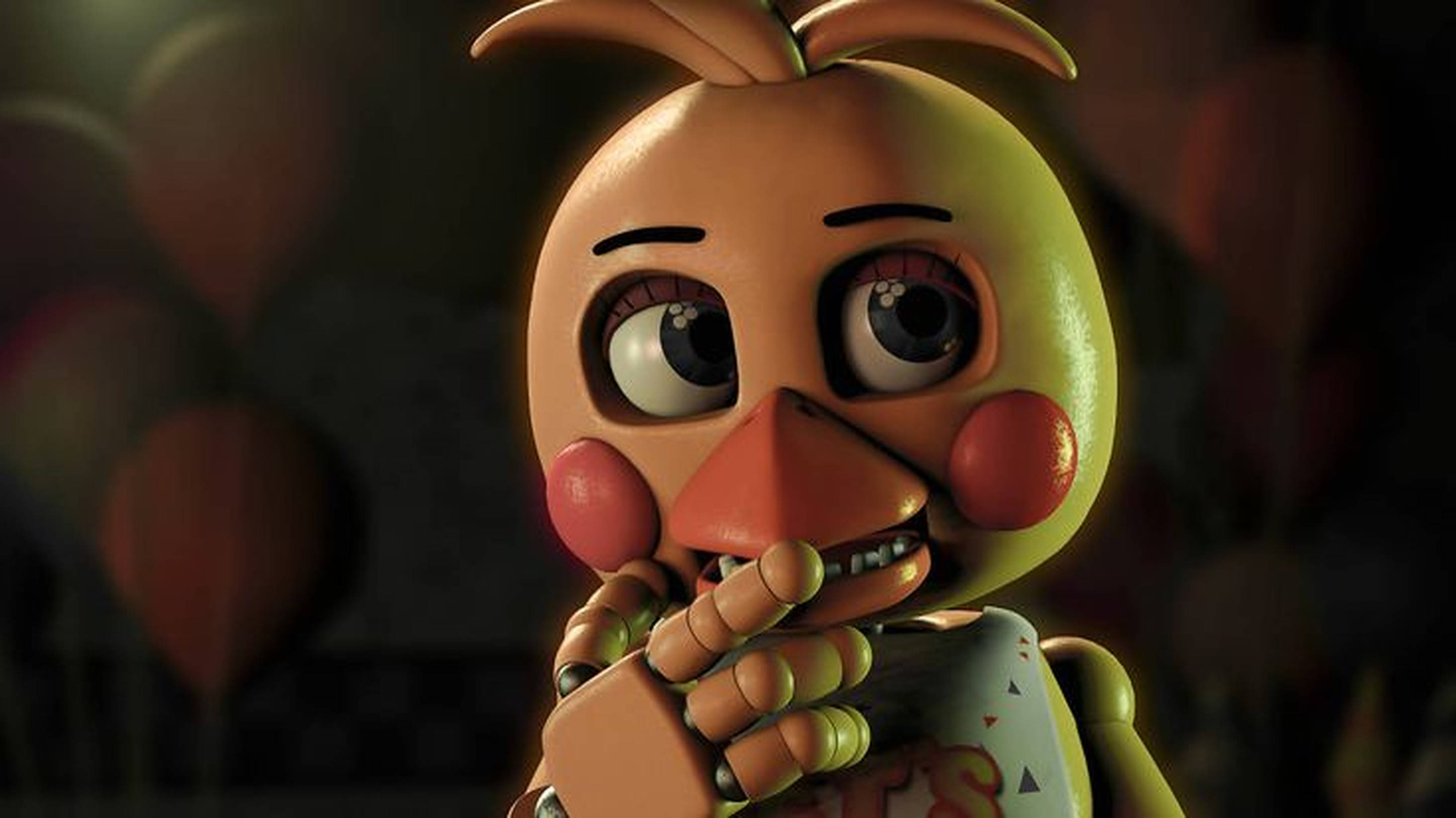 FNAF Chica, creepy animatronic chicken, wide eyes, 2K Desktop Wallpaper