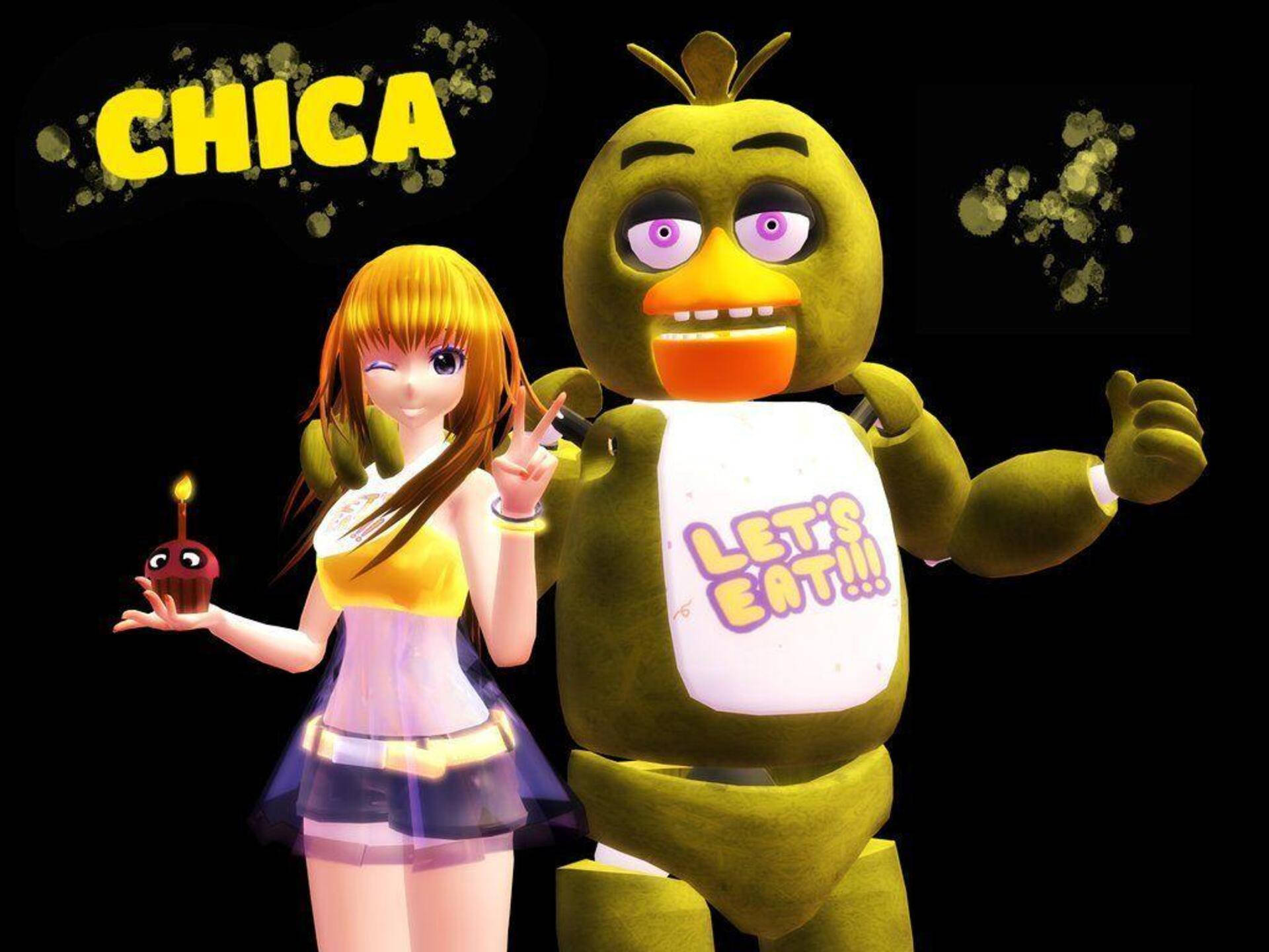 Chica FNAF, anime girl, cupcake, Full HD Desktop Wallpaper