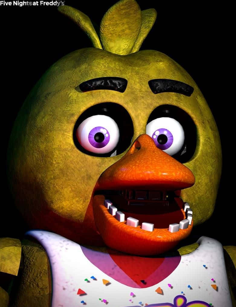 Chica The Chicken, purple eyes, sharp teeth, SD Phone Wallpaper