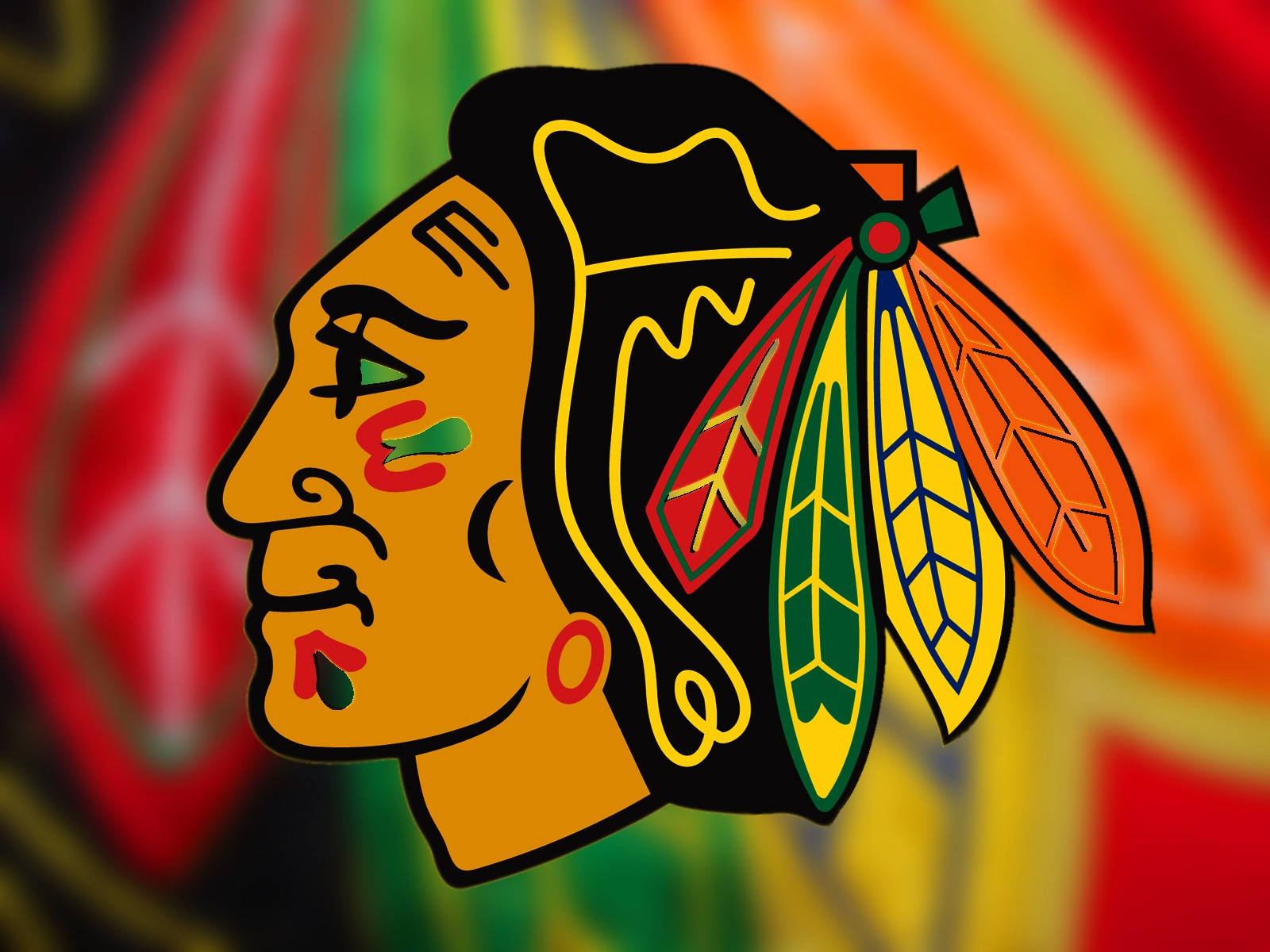 Chicago Blackhawks, bold feathers, tribal face design, HD Desktop Wallpaper