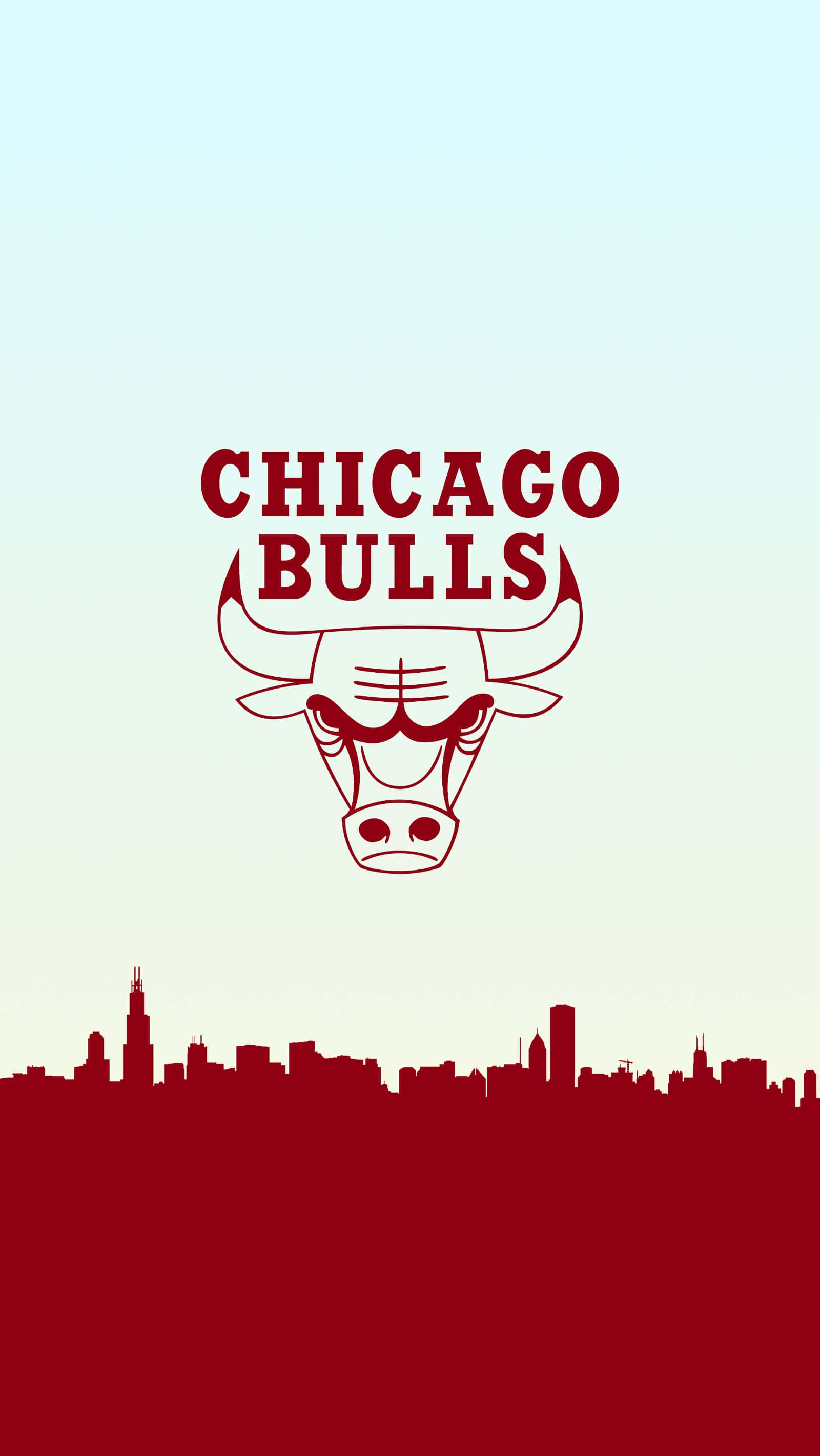 Chicago Bulls, red silhouette of Chicago skyline, gradient sky, 2K Phone Wallpaper