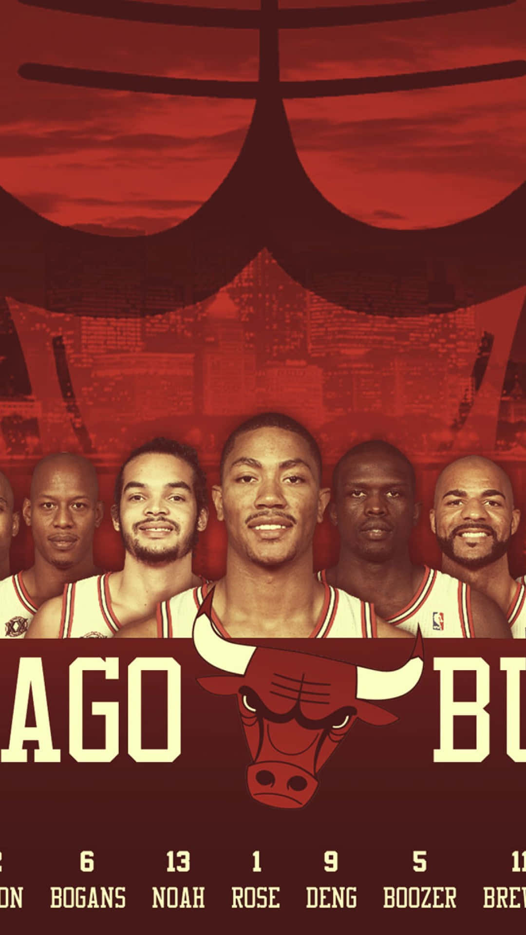 Chicago Bulls, red sky, city skyline, Full HD Phone Wallpaper