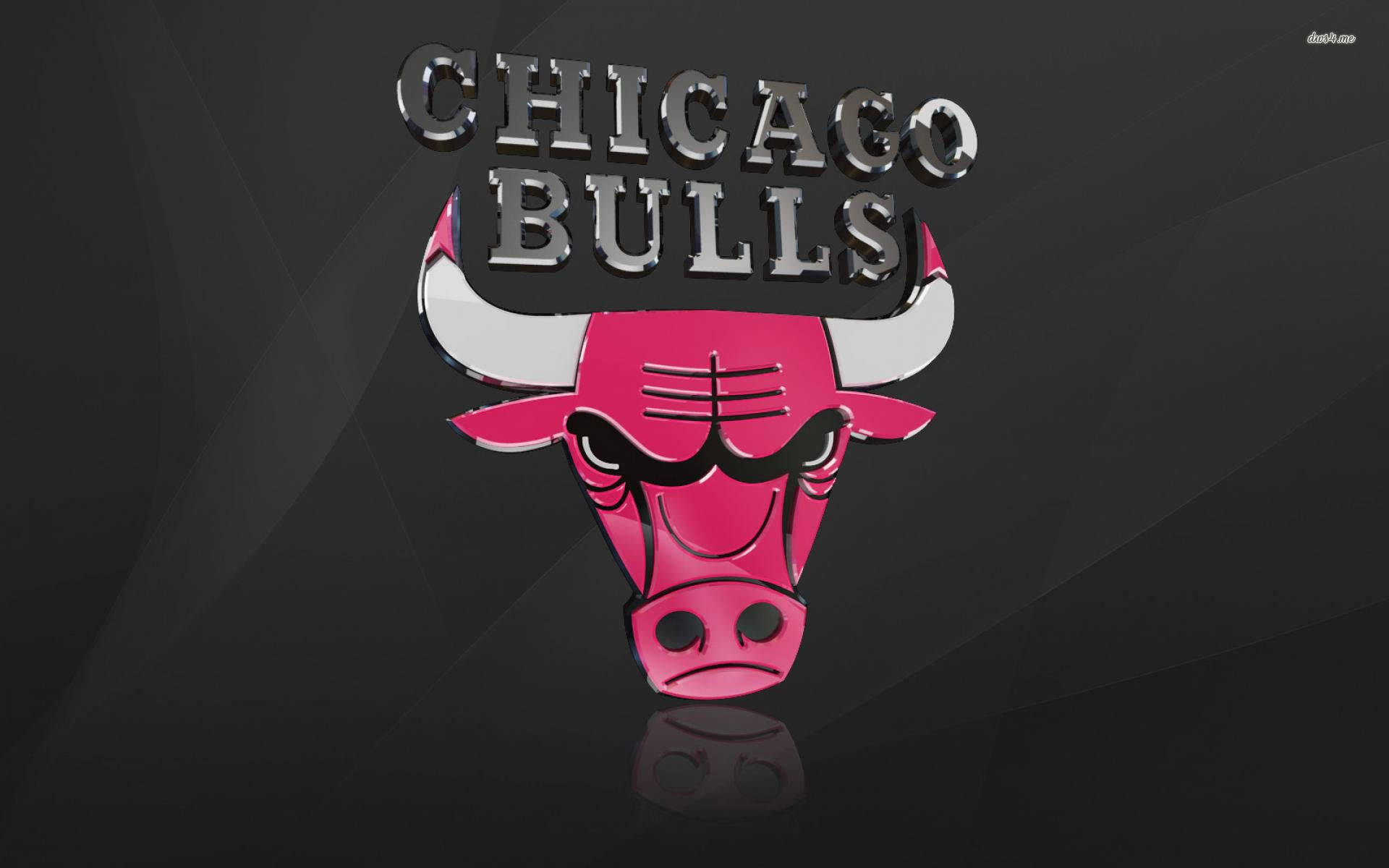 Chicago Bulls, chrome lettering, pink logo, Full HD Desktop Wallpaper