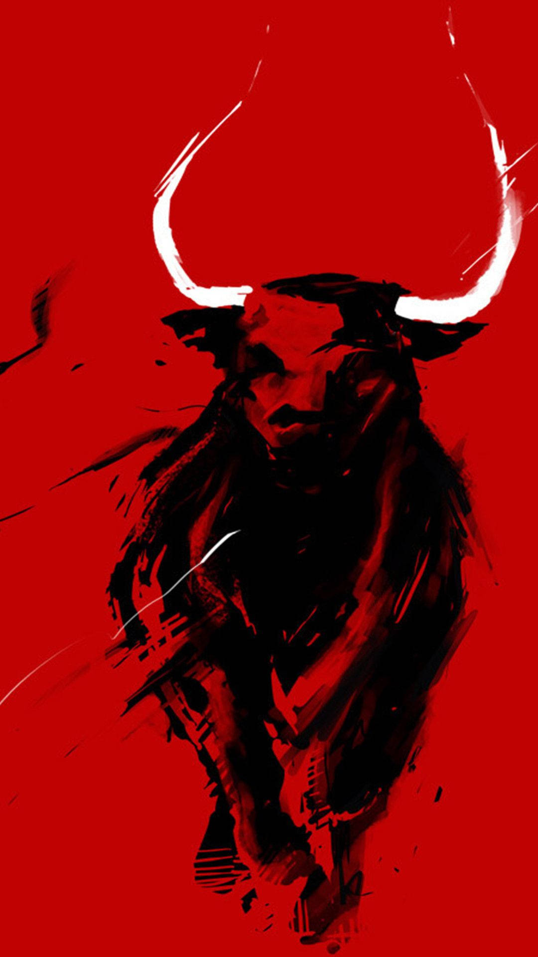 Chicago Bulls, digital mascot, black bull, Full HD Phone Wallpaper