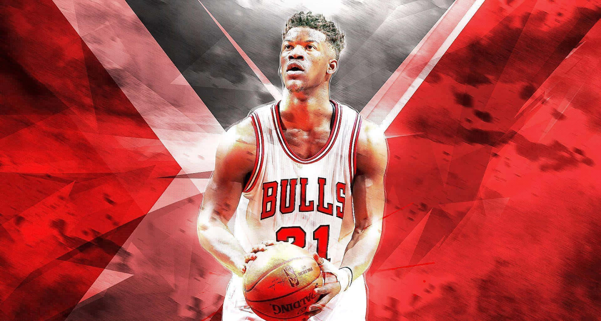 Chicago Bulls, Bulls jersey, red and black geometric background, Full HD Desktop Wallpaper