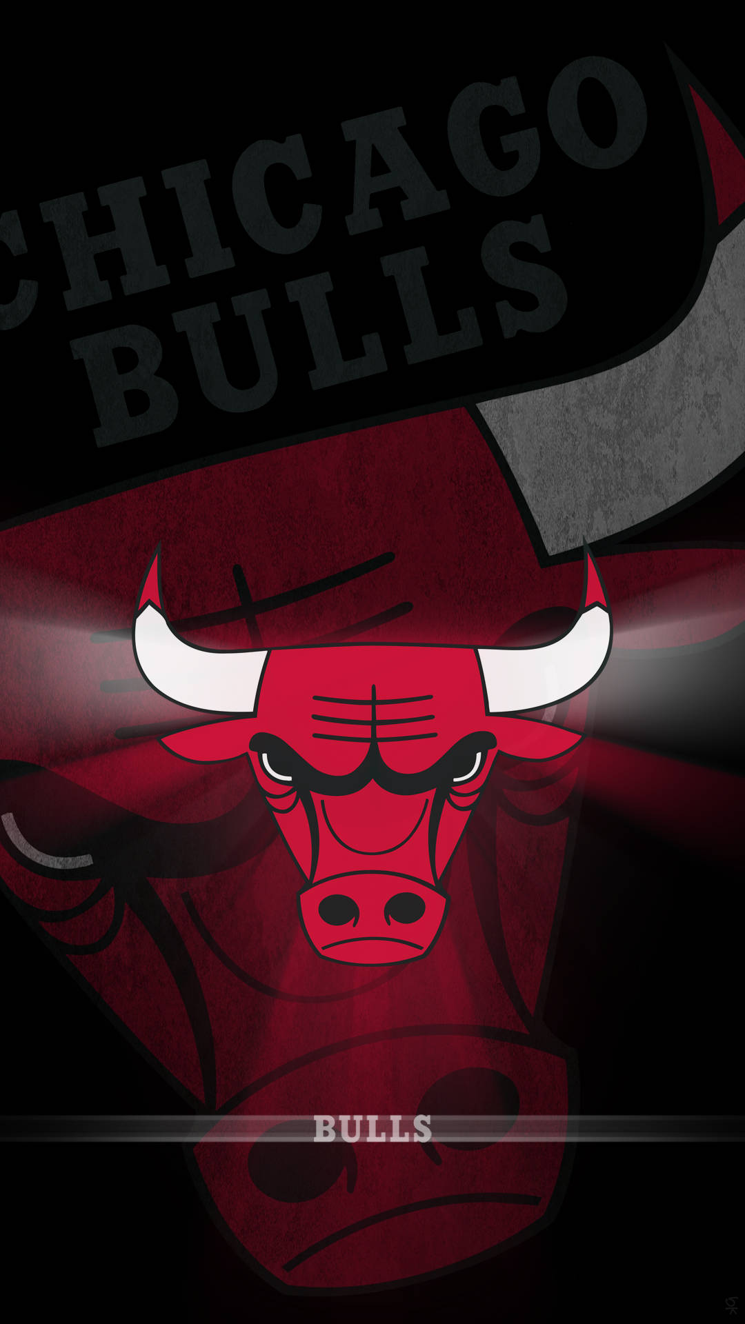 Chicago Bulls, mirrored logo, red, Full HD Phone Wallpaper