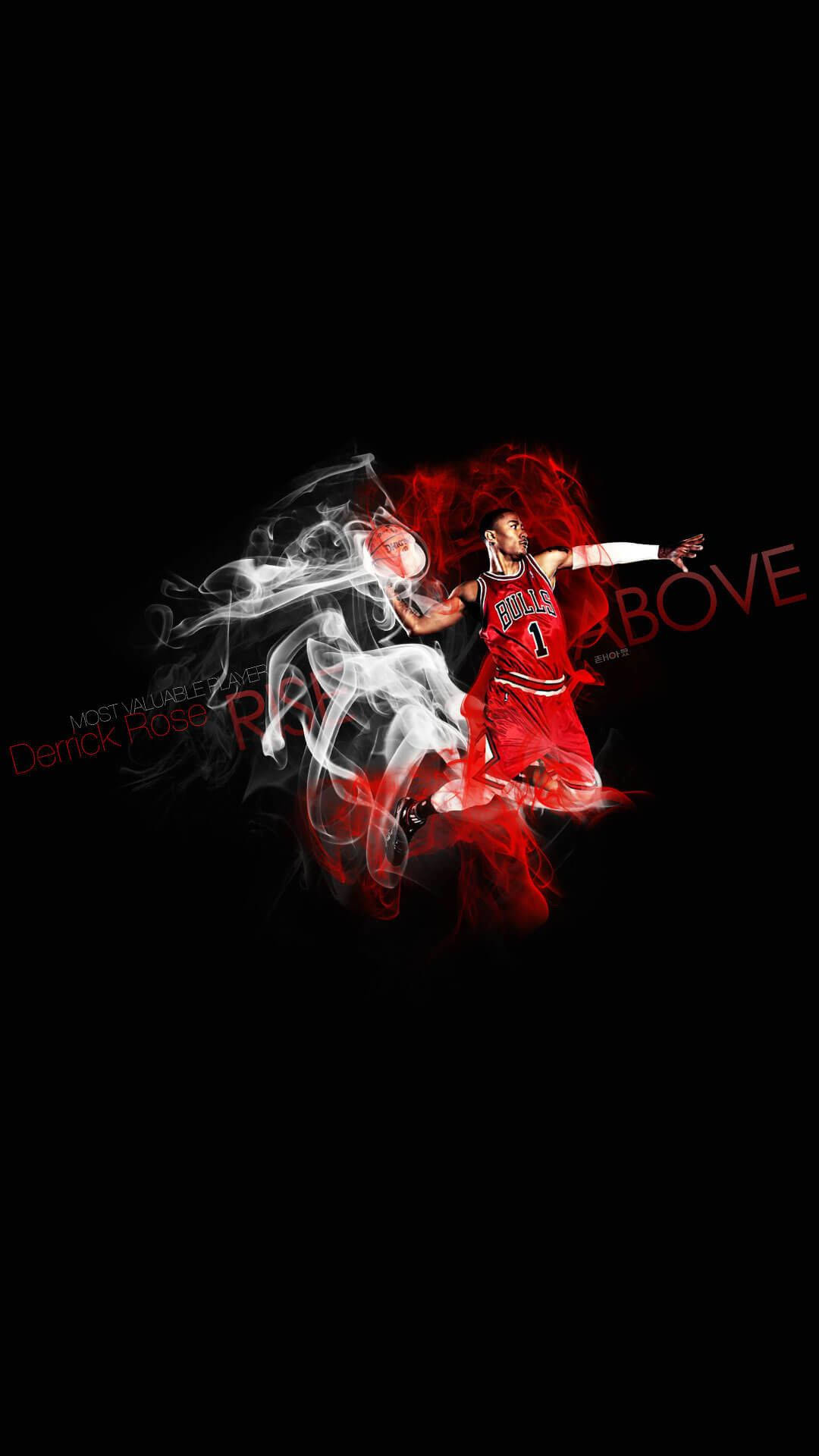 Chicago Bulls, red uniform, black background, Full HD Phone Wallpaper