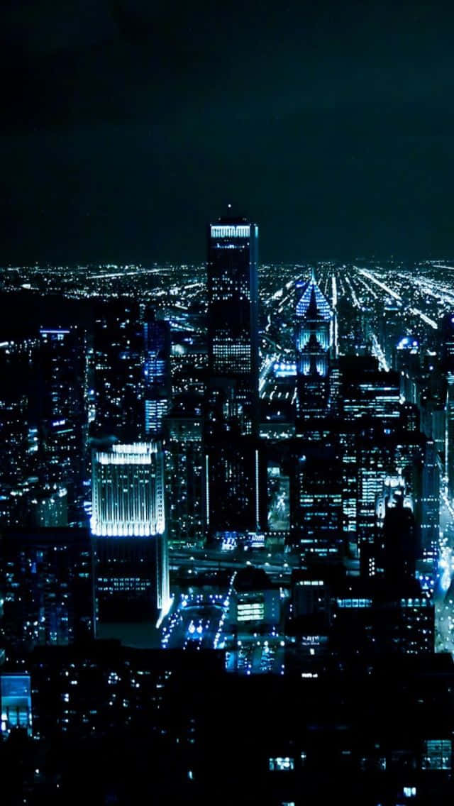 Chicago City Night, blue hue, cityscape, SD Phone Wallpaper
