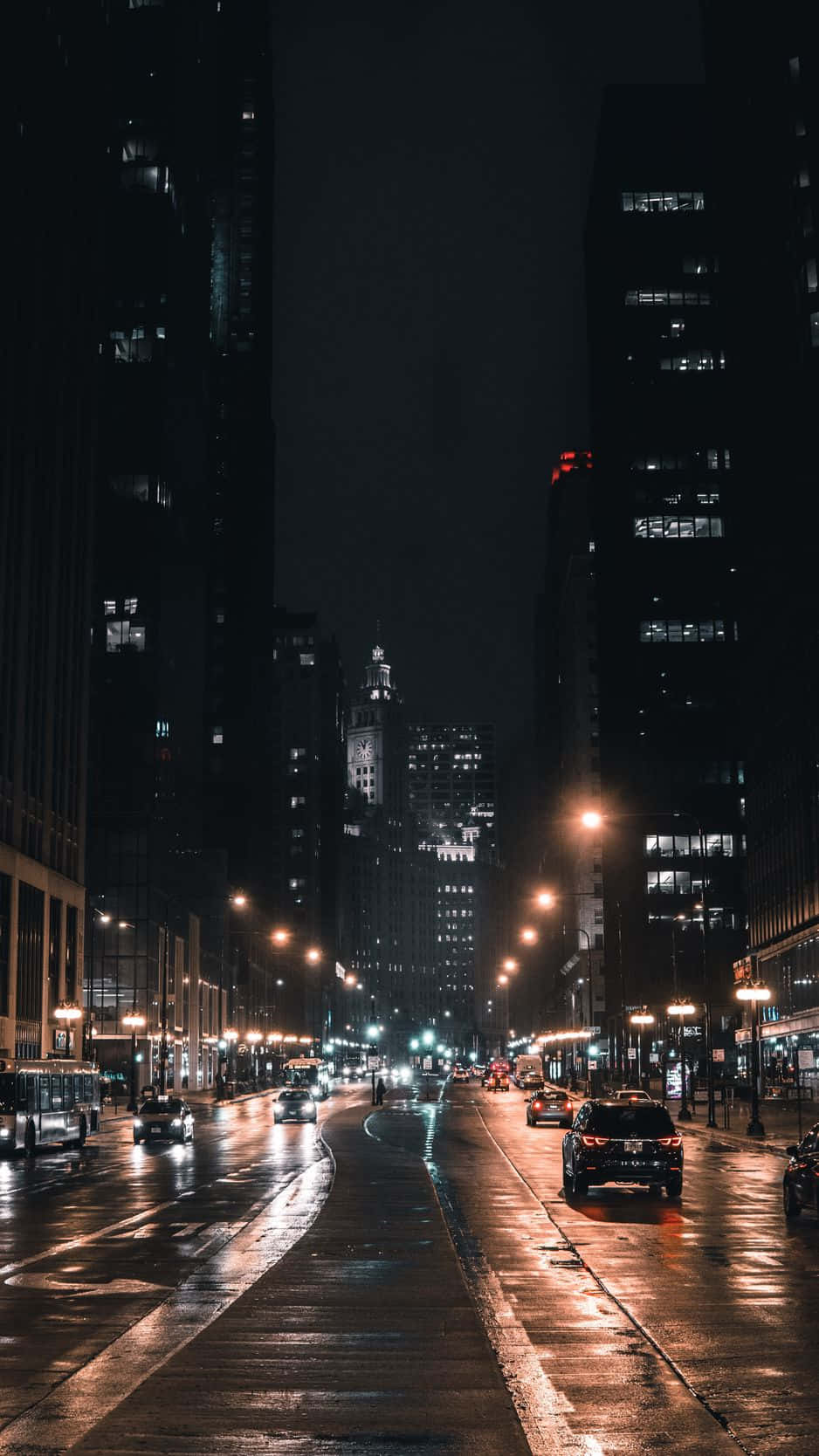 Chicago, city street, night, HD Phone Wallpaper
