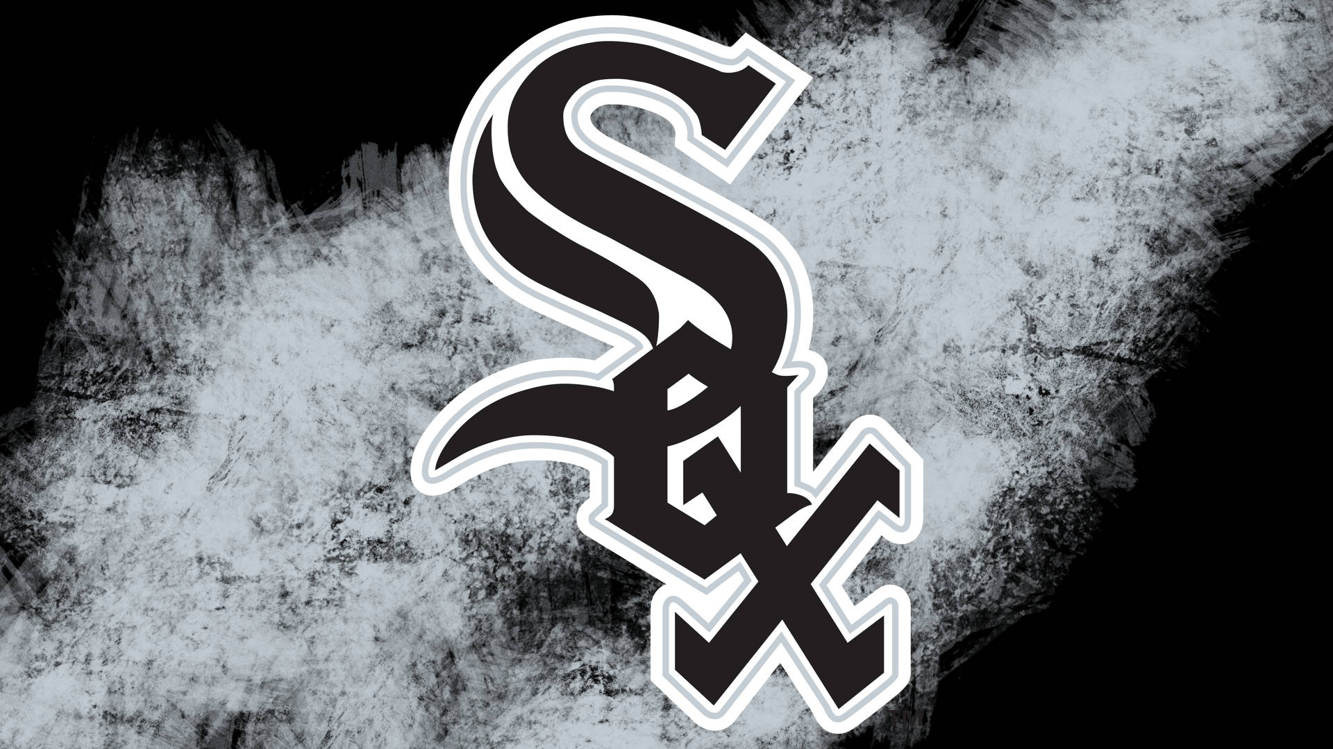 Chicago White Sox, grunge white, black and white Sox logo, Full HD Desktop Wallpaper