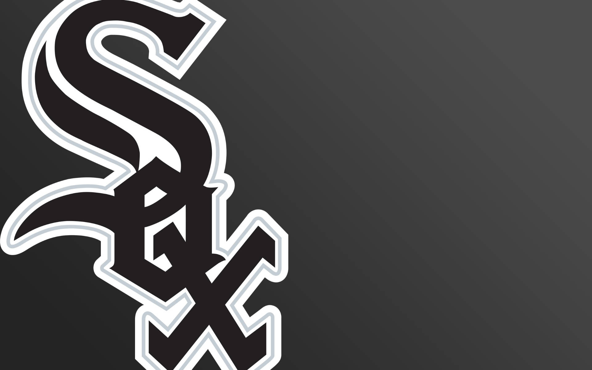 Chicago White Sox, gray fade, black and white logo, Full HD Desktop Wallpaper