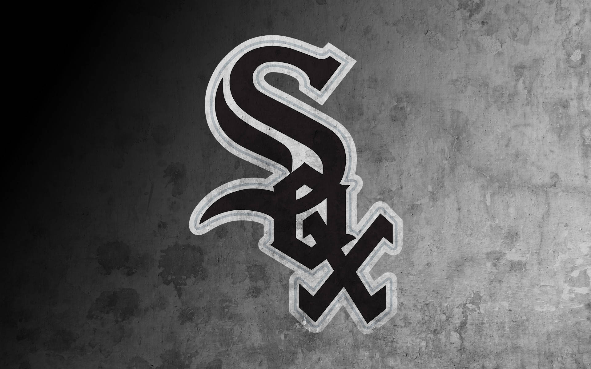 Chicago White Sox, black and white Sox logo, distressed silver outline, Full HD Desktop Wallpaper