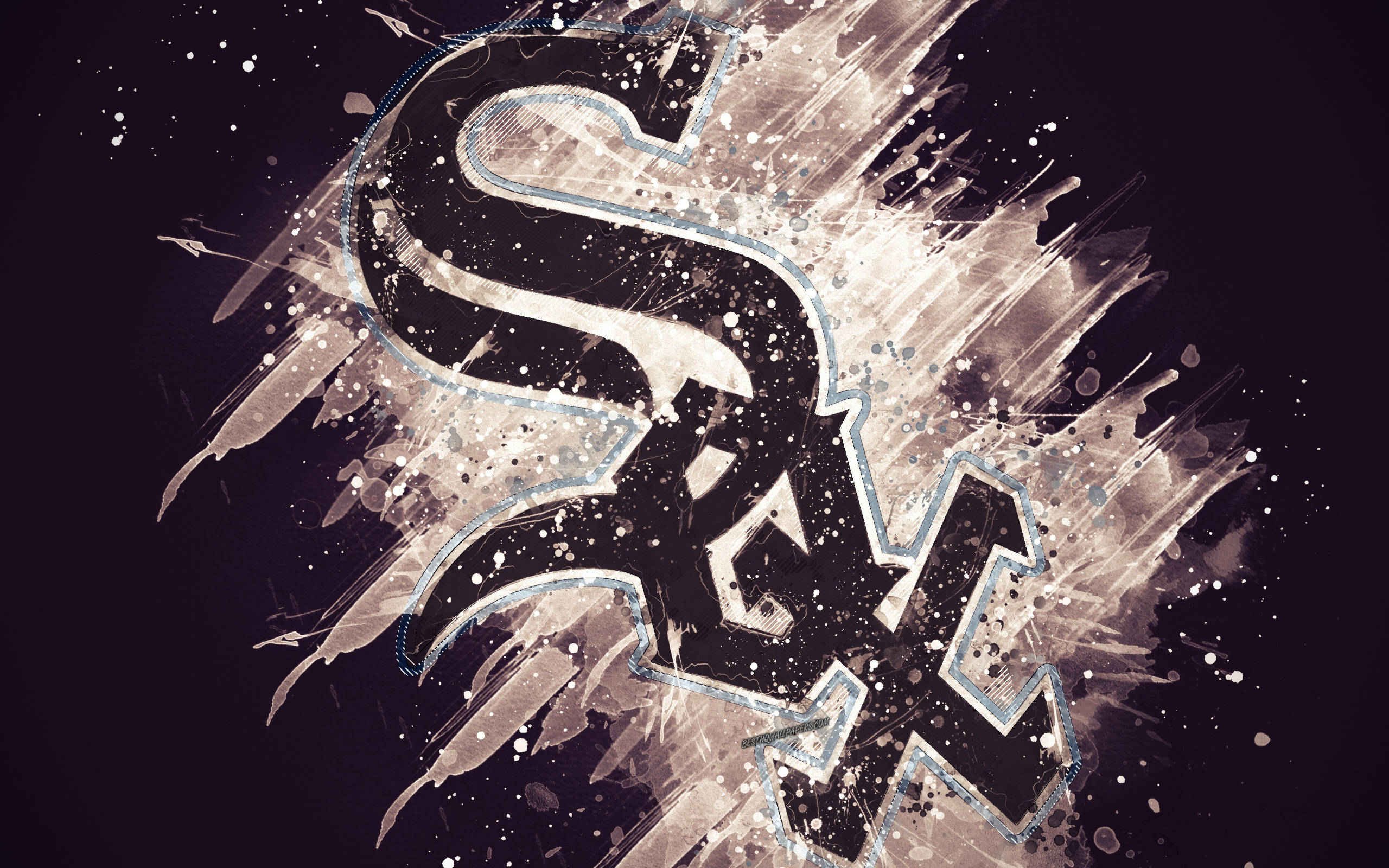 Chicago White Sox, grunge art, dark purple background, 2K Desktop Wallpaper