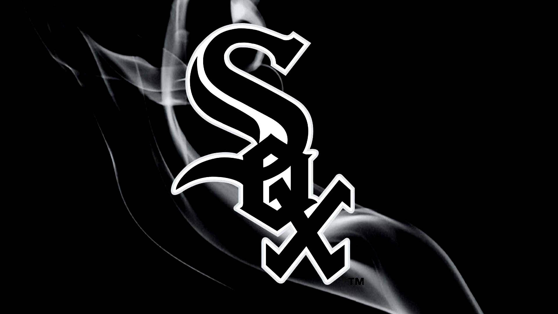 Chicago White Sox, white logo, swirling smoke, Full HD Desktop Wallpaper