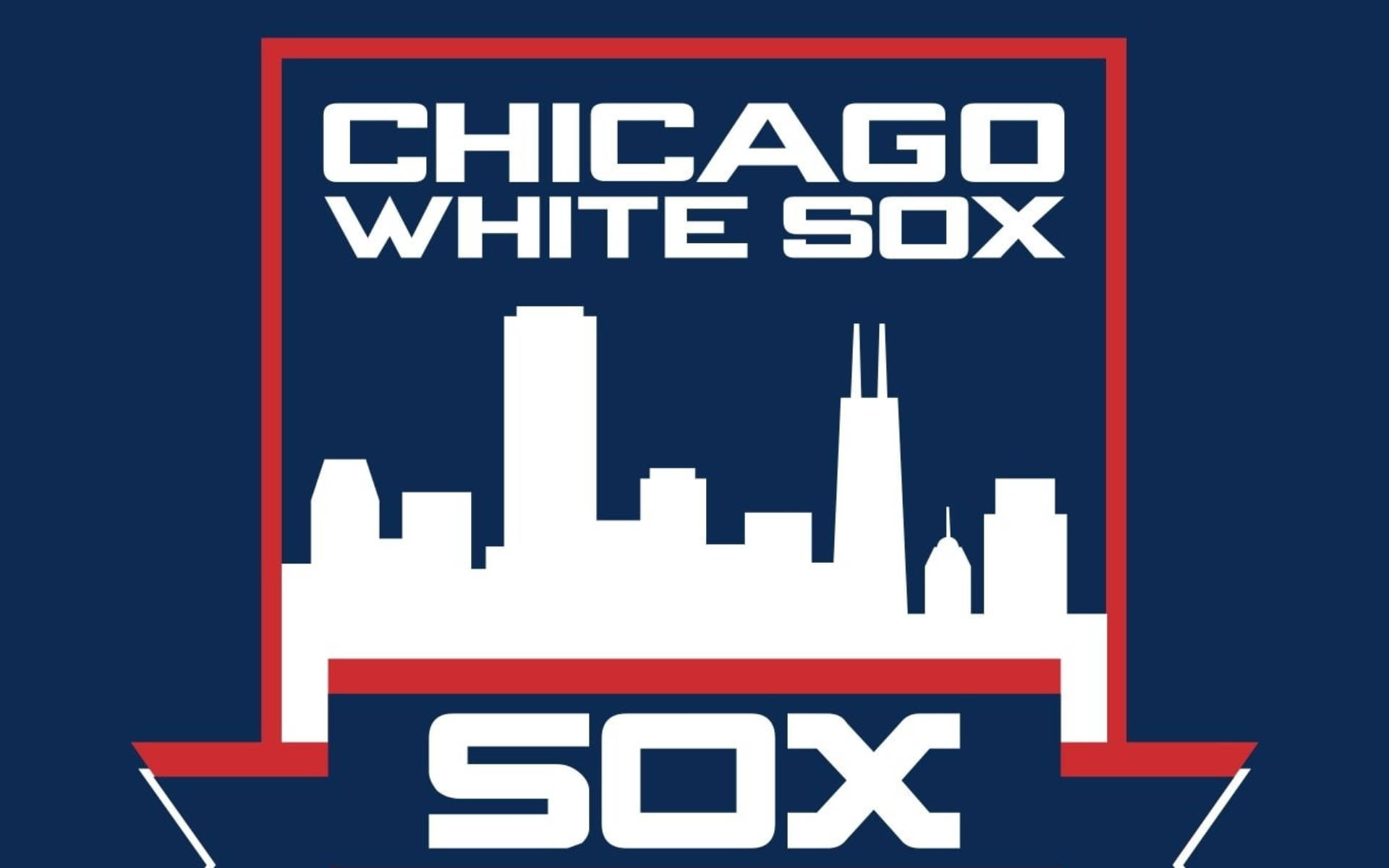 Chicago White Sox, digital retro logo, white skyline silhouette, Full HD Desktop Wallpaper