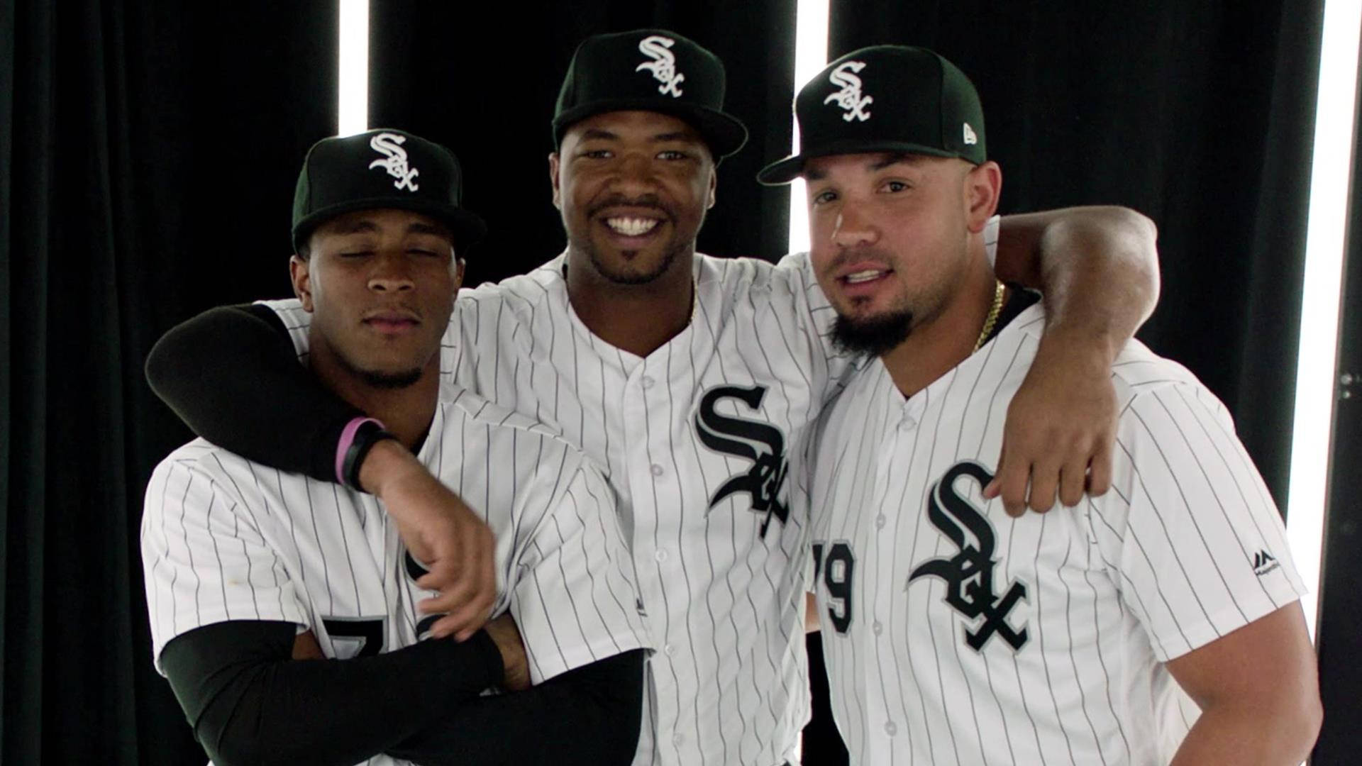 Chicago White Sox, pinstripe uniforms, black backdrop, Full HD Desktop Wallpaper