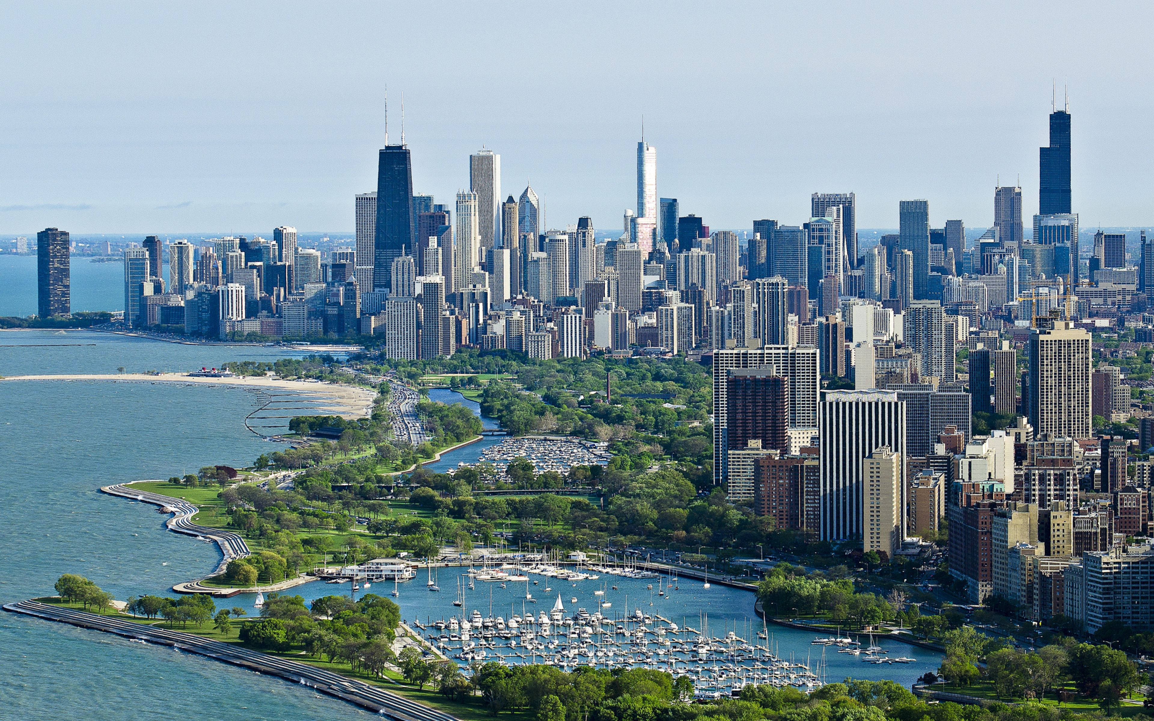 Chicago, skyscrapers, green parks, 4K Desktop Wallpaper
