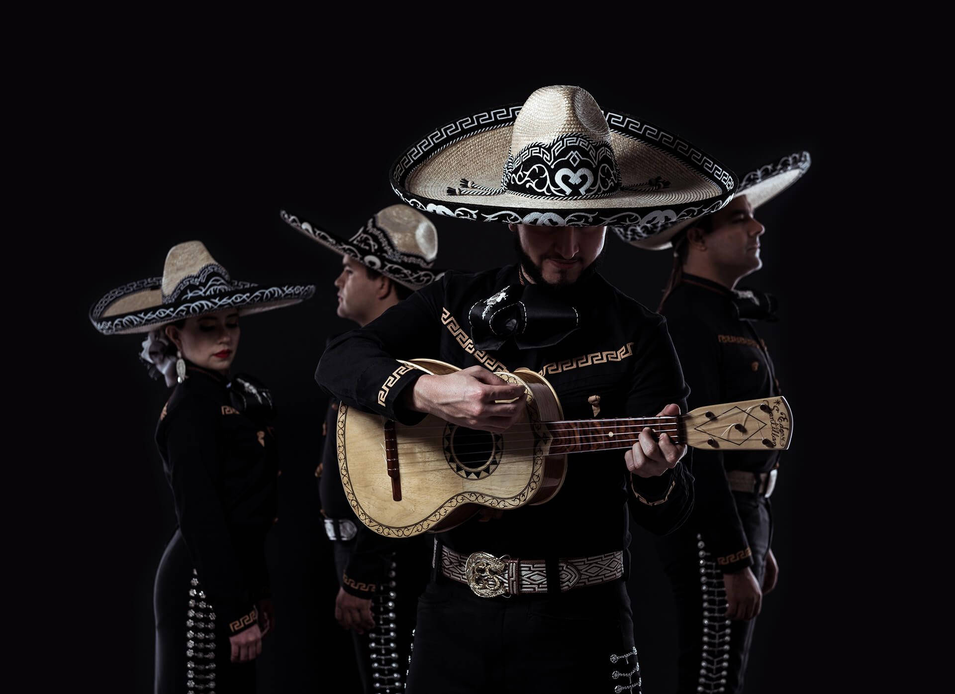 Chicano, mariachi band, ornate black outfits, Full HD Desktop Wallpaper