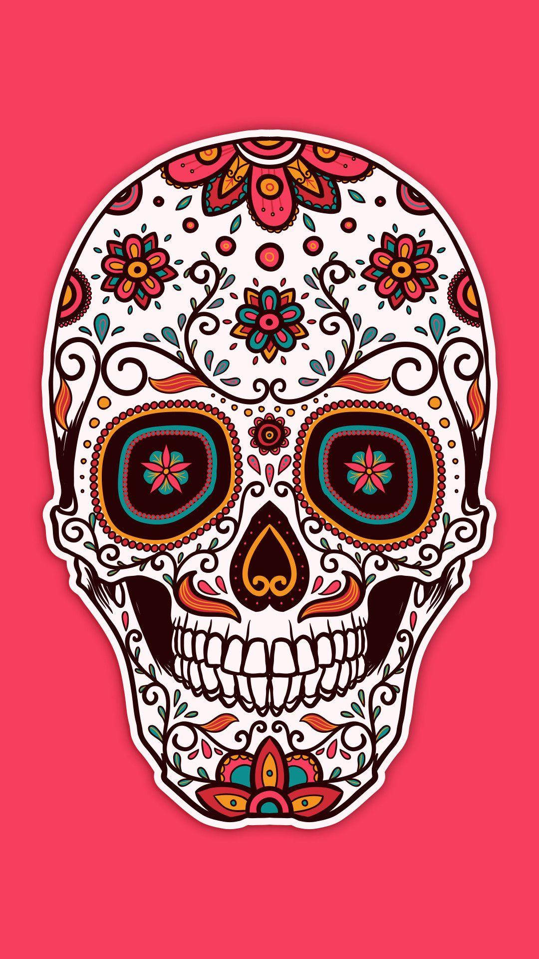 Chicano, floral skull art, sugar skull, Full HD Phone Wallpaper