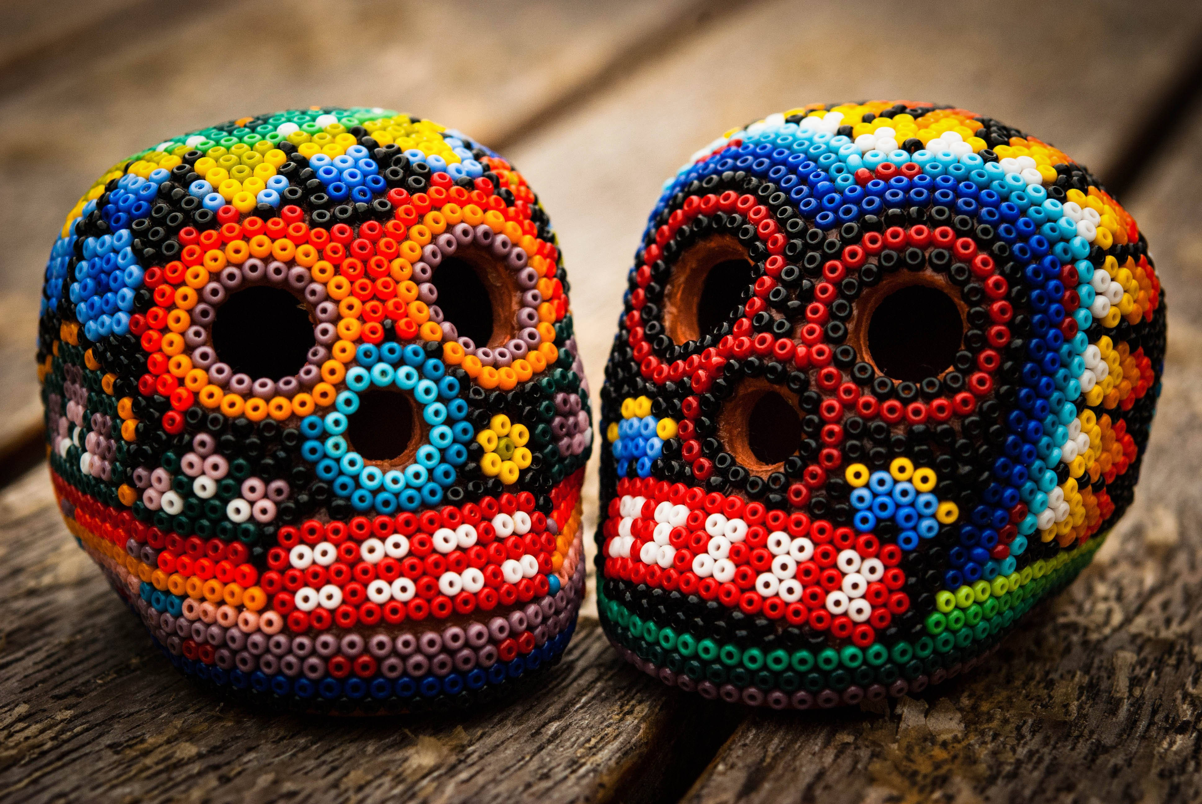 Chicano, beaded skulls, sugar skulls, 4K Desktop Wallpaper
