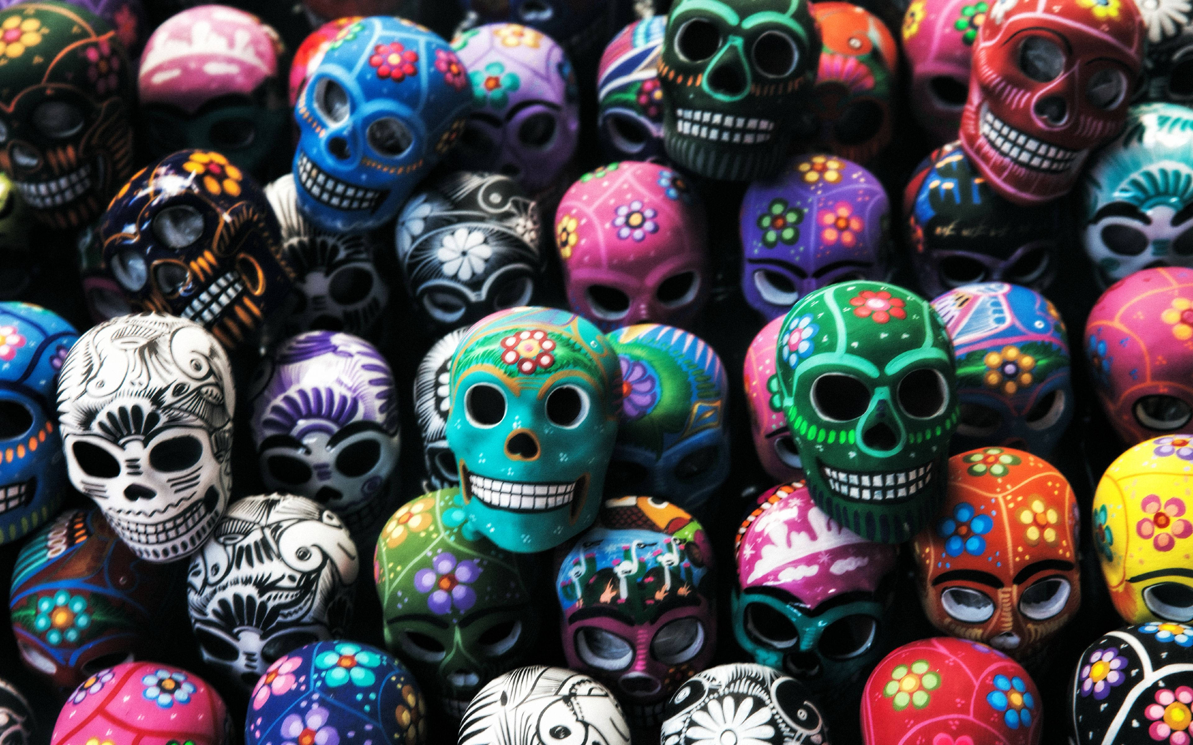 Chicano, sugar skull, bright colors, 2K Desktop Wallpaper