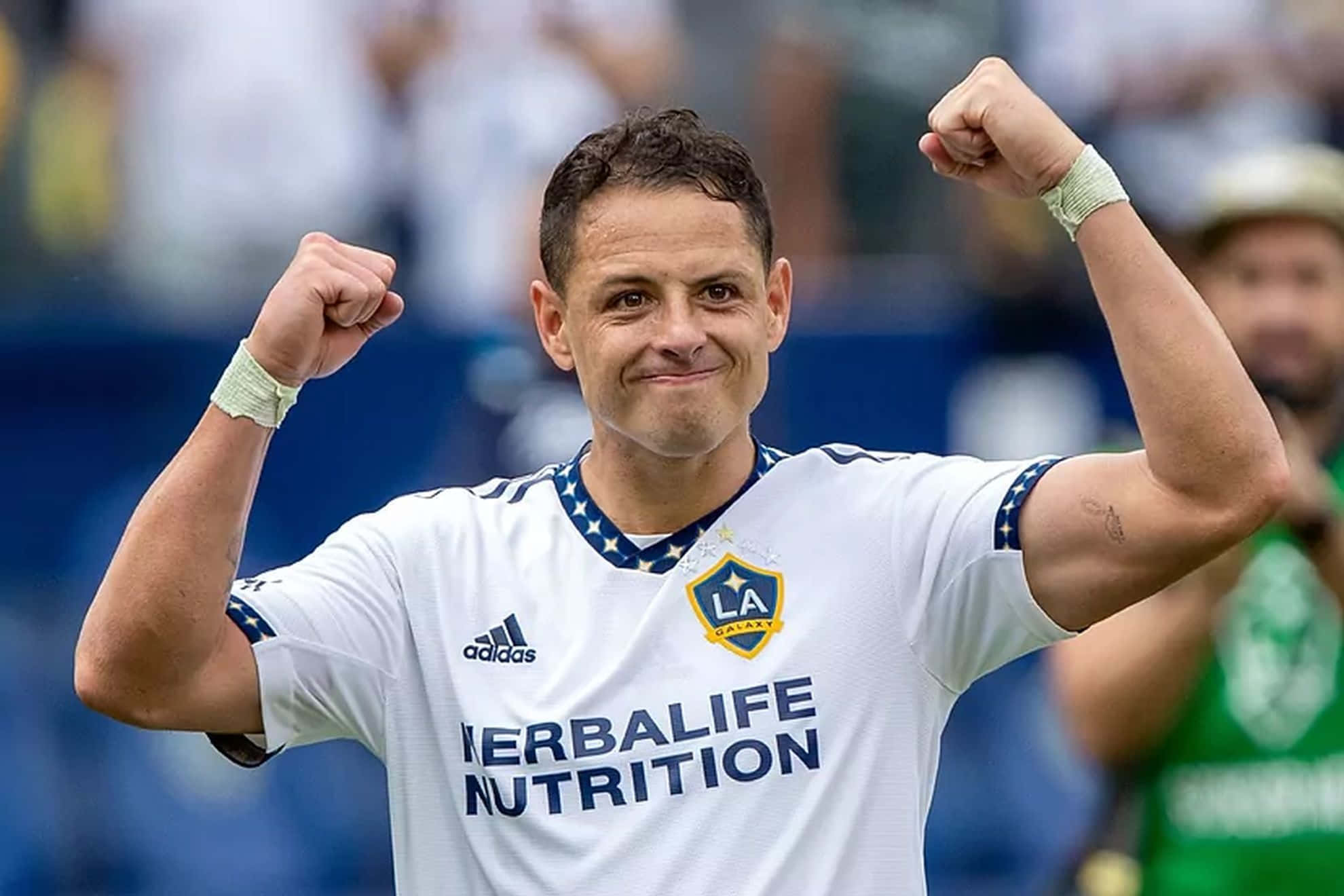 Chicharito, LA Galaxy, white LA Galaxy jersey, Full HD Desktop Wallpaper
