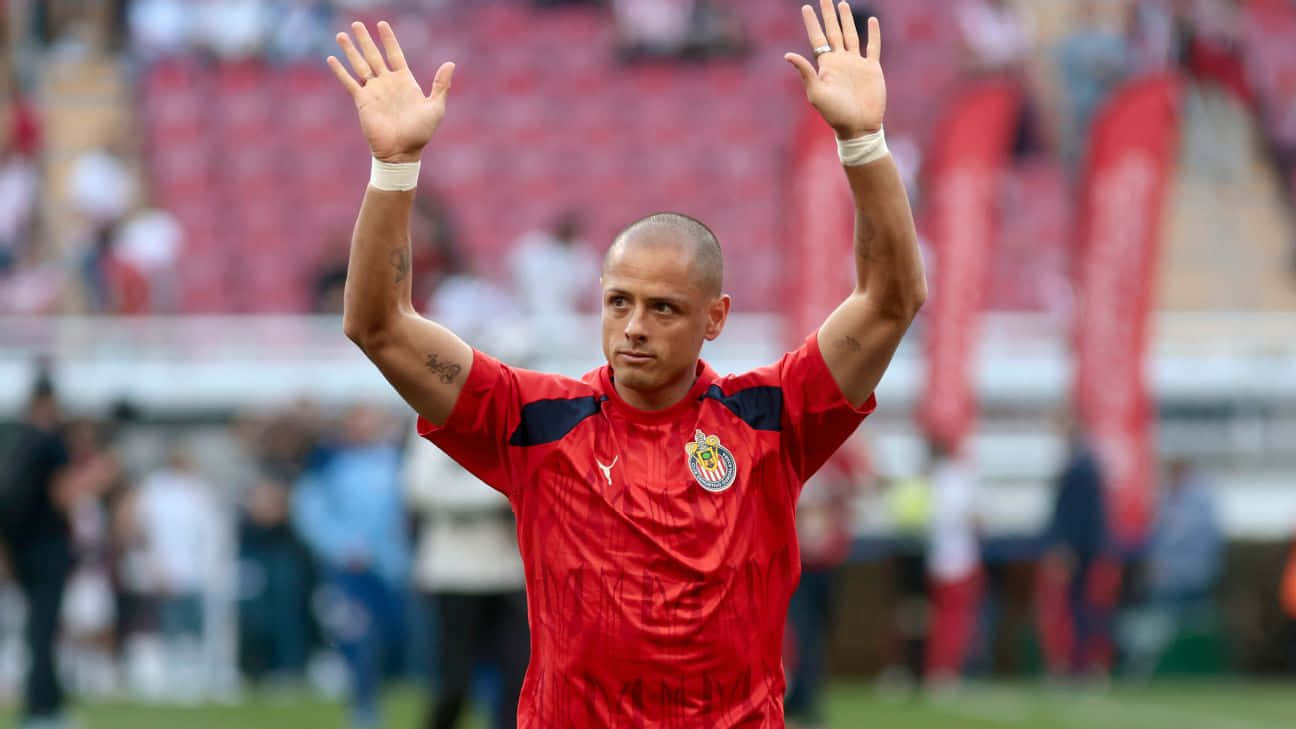 Chicharito, red jersey, stadium, HD Desktop Wallpaper