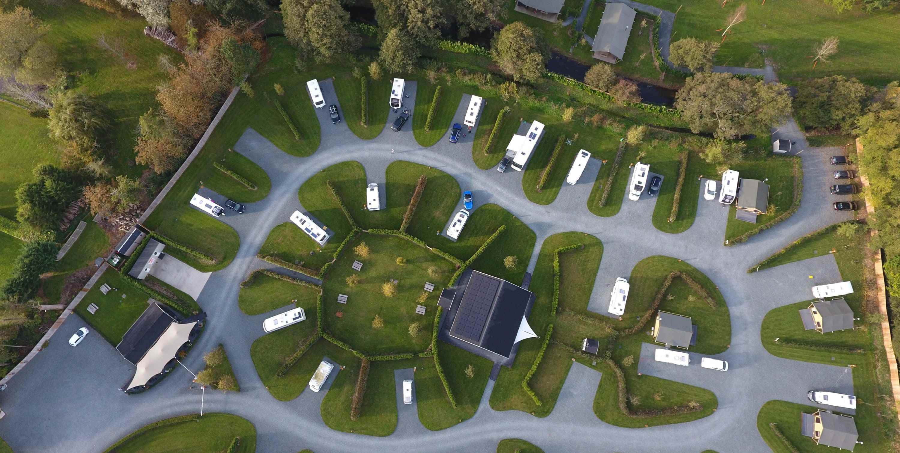 Chichester, caravan park, aerial view, 2K Desktop Wallpaper