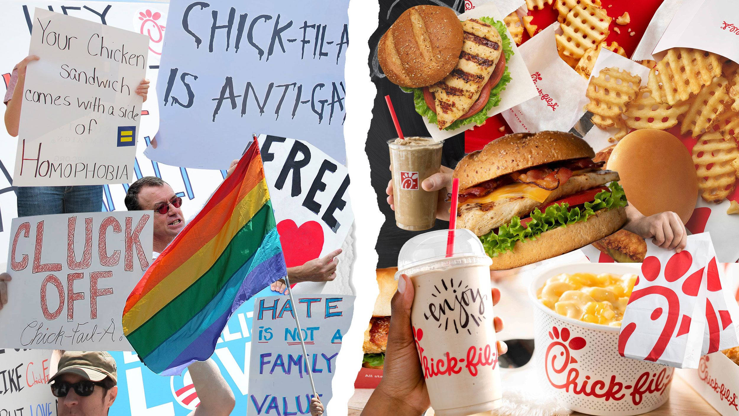 Chick-fil-A, rainbow flags, chicken sandwiches, Full HD Desktop Wallpaper