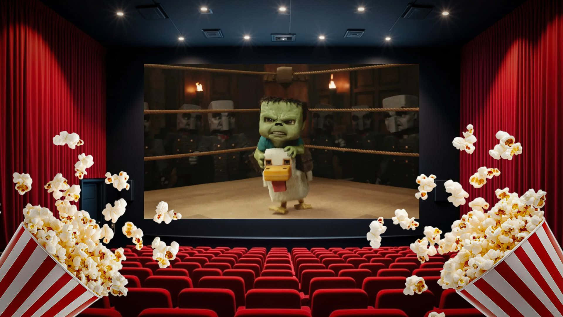 Chicken Jockey, cartoonish green monster, boxing ring, Full HD Desktop Wallpaper