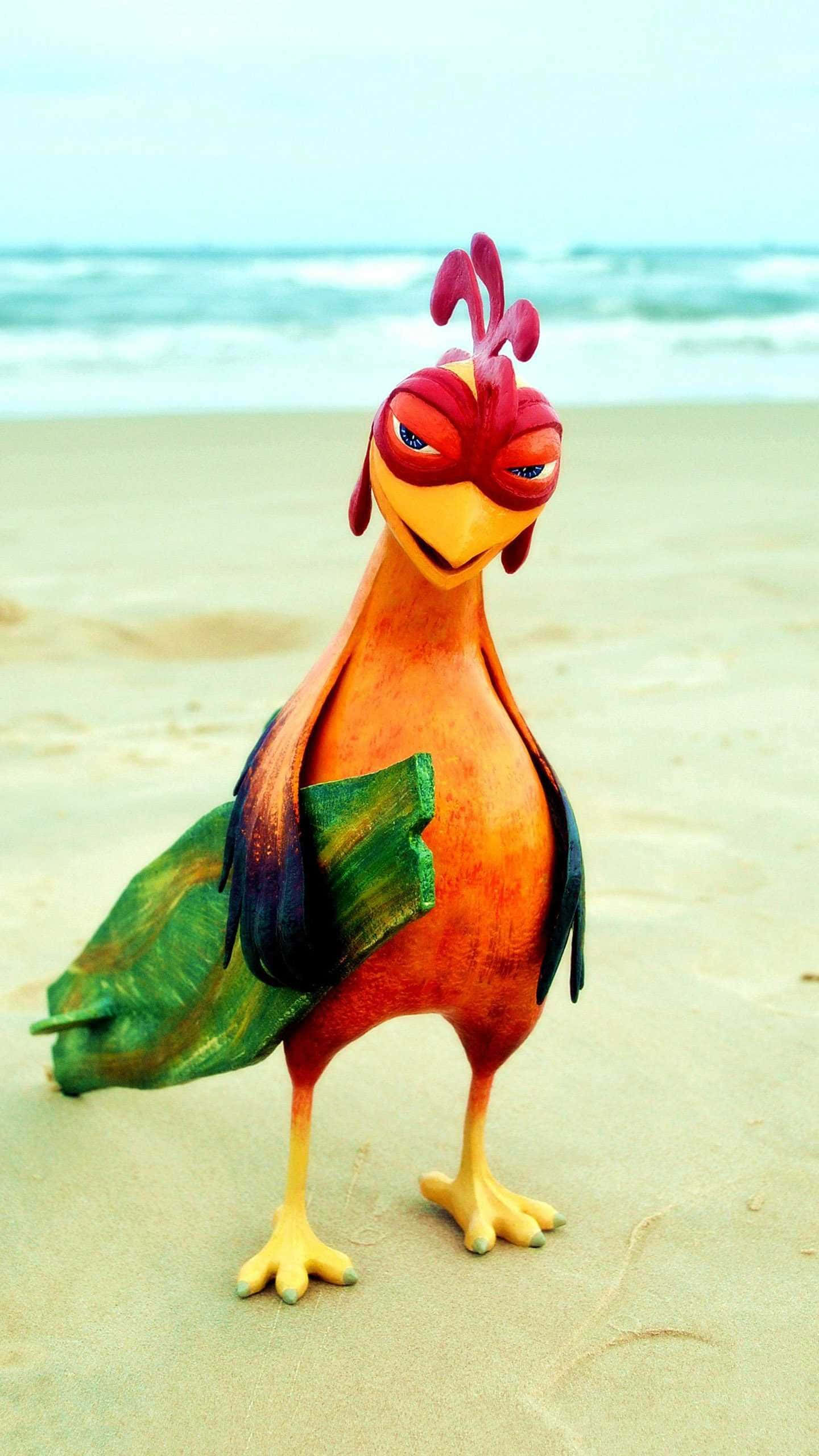 Chicken Joe, orange cartoon rooster, red comb, 2K Phone Wallpaper