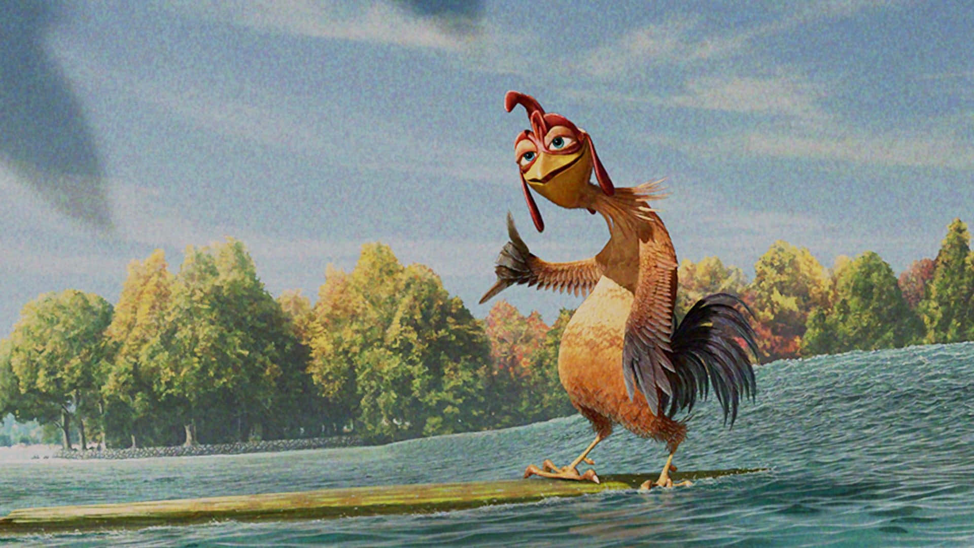 Chicken Joe, surfboard, wave, Full HD Desktop Wallpaper