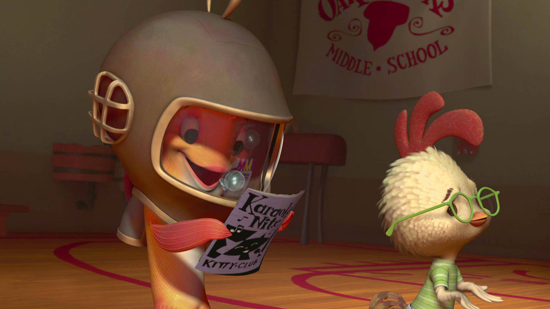 Chicken Little, fish, school gym, Full HD Desktop Wallpaper