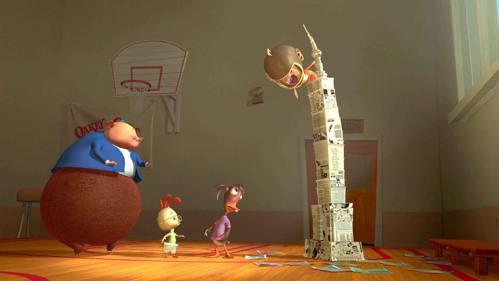 Chicken Little, Fish Tower Scene, basketball player, Full HD Desktop Wallpaper