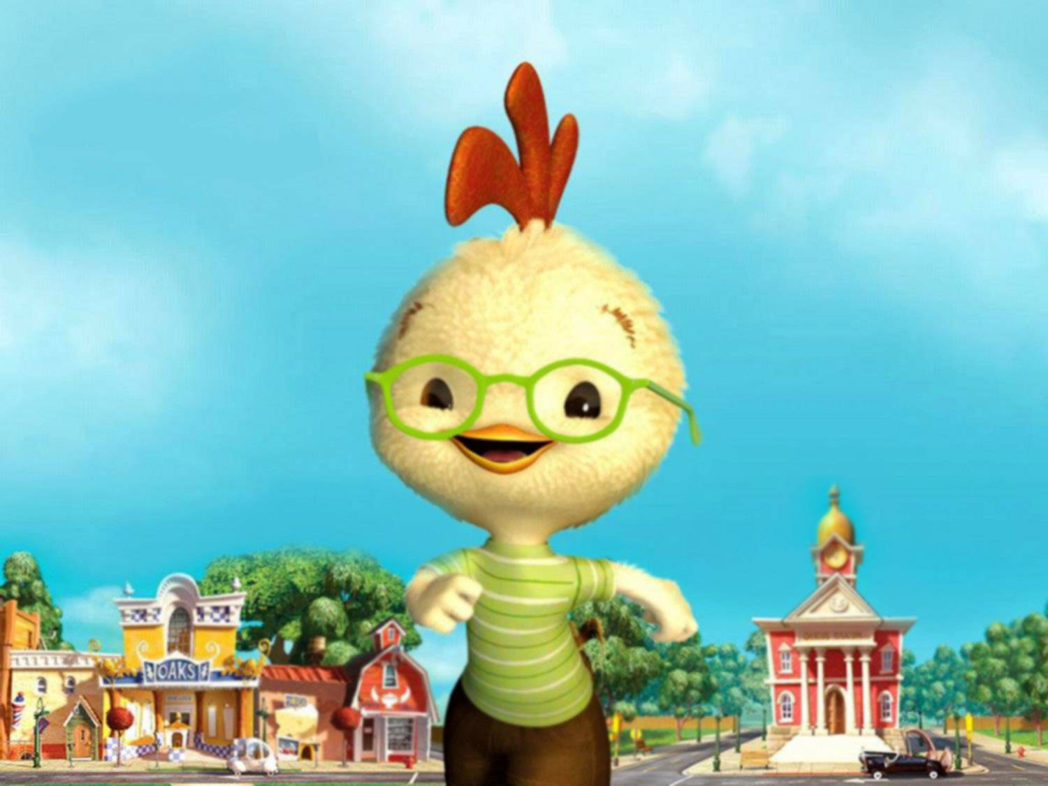Chicken Little, green glasses, striped shirt, HD Desktop Wallpaper