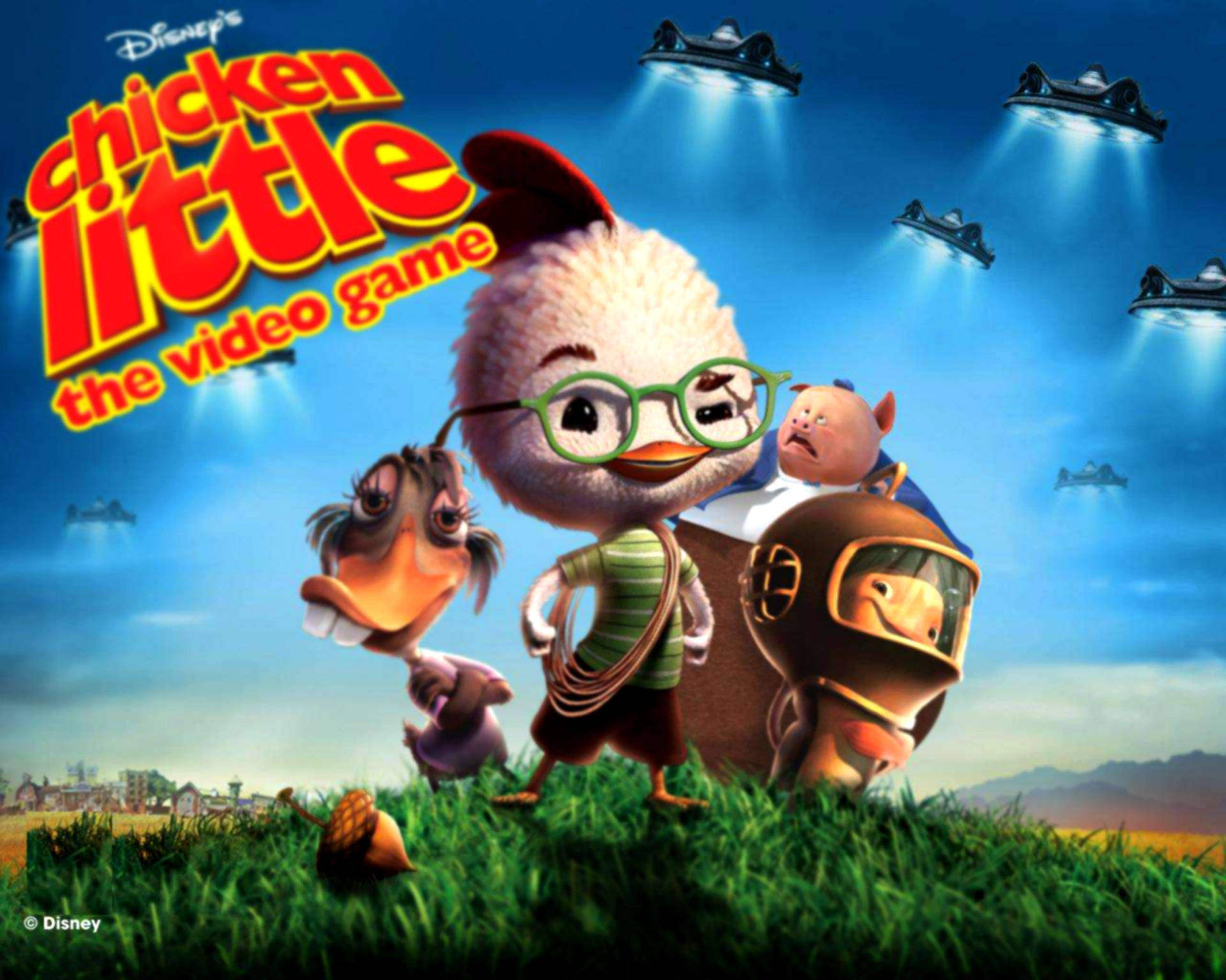 Chicken Little, 3d animated style, UFOs, Full HD Desktop Wallpaper