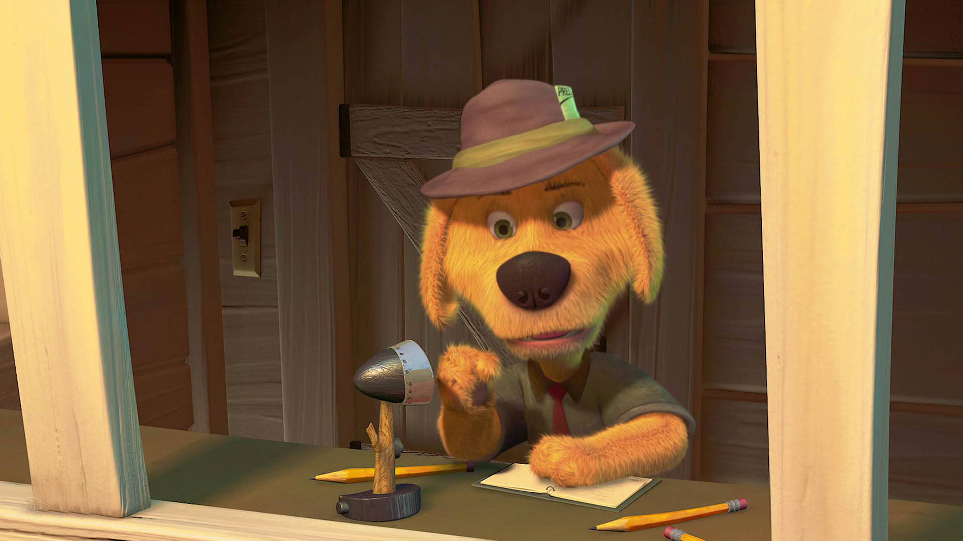 Chicken Little, dog announcer, golden dog, Full HD Desktop Wallpaper