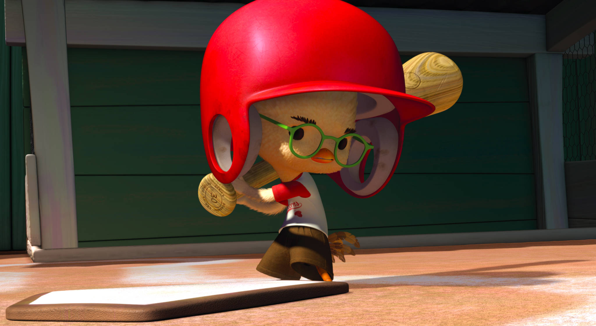 Chicken Little, red helmet, green glasses, Full HD Desktop Wallpaper